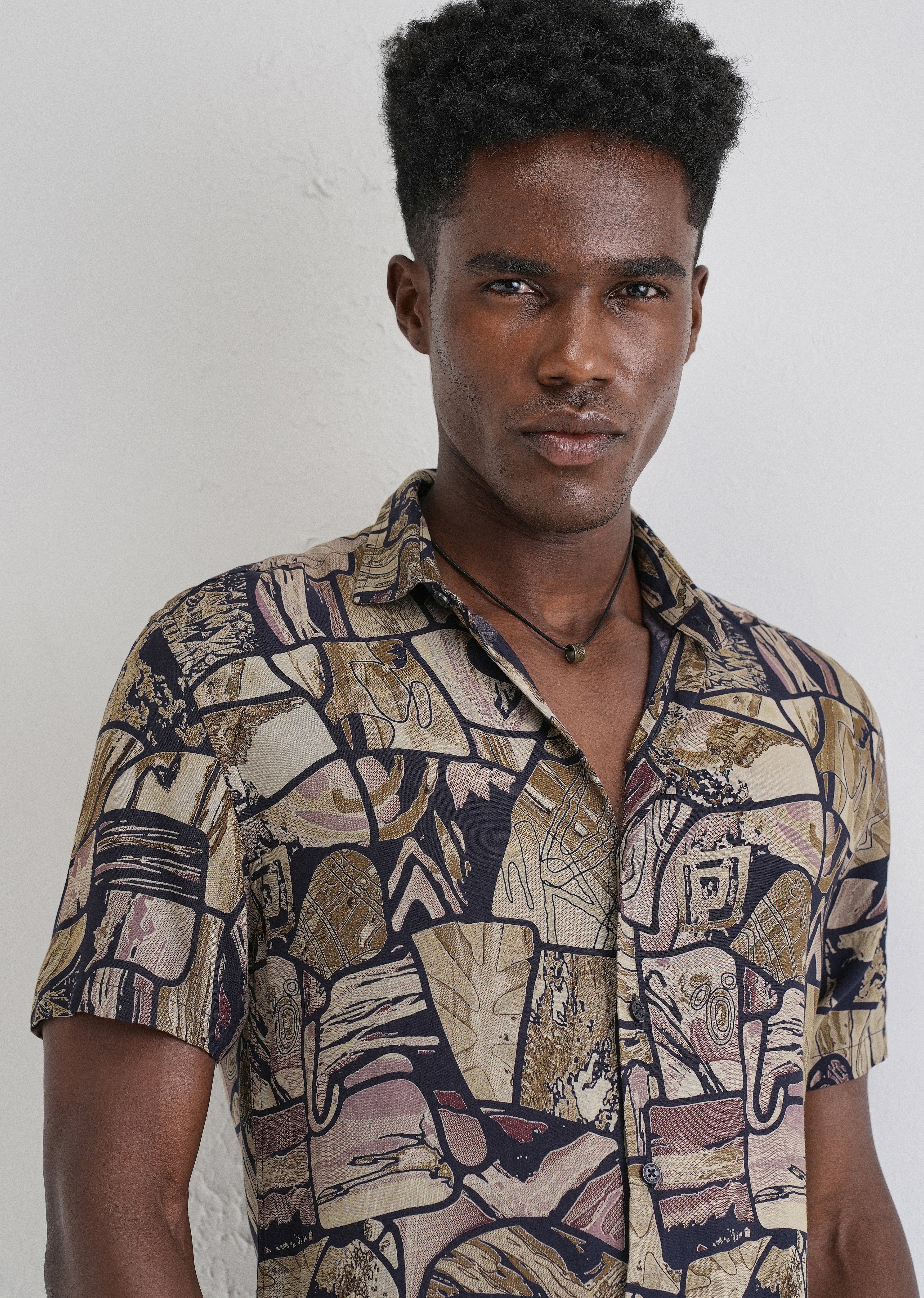 Abstract Mosaic Feather shirt
