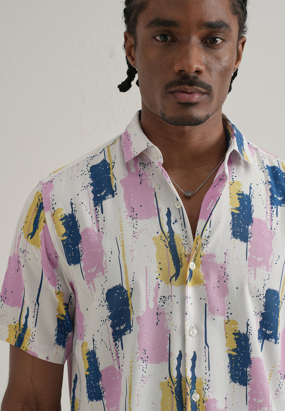 Abstract Pink Print Half Sleeve Shirt