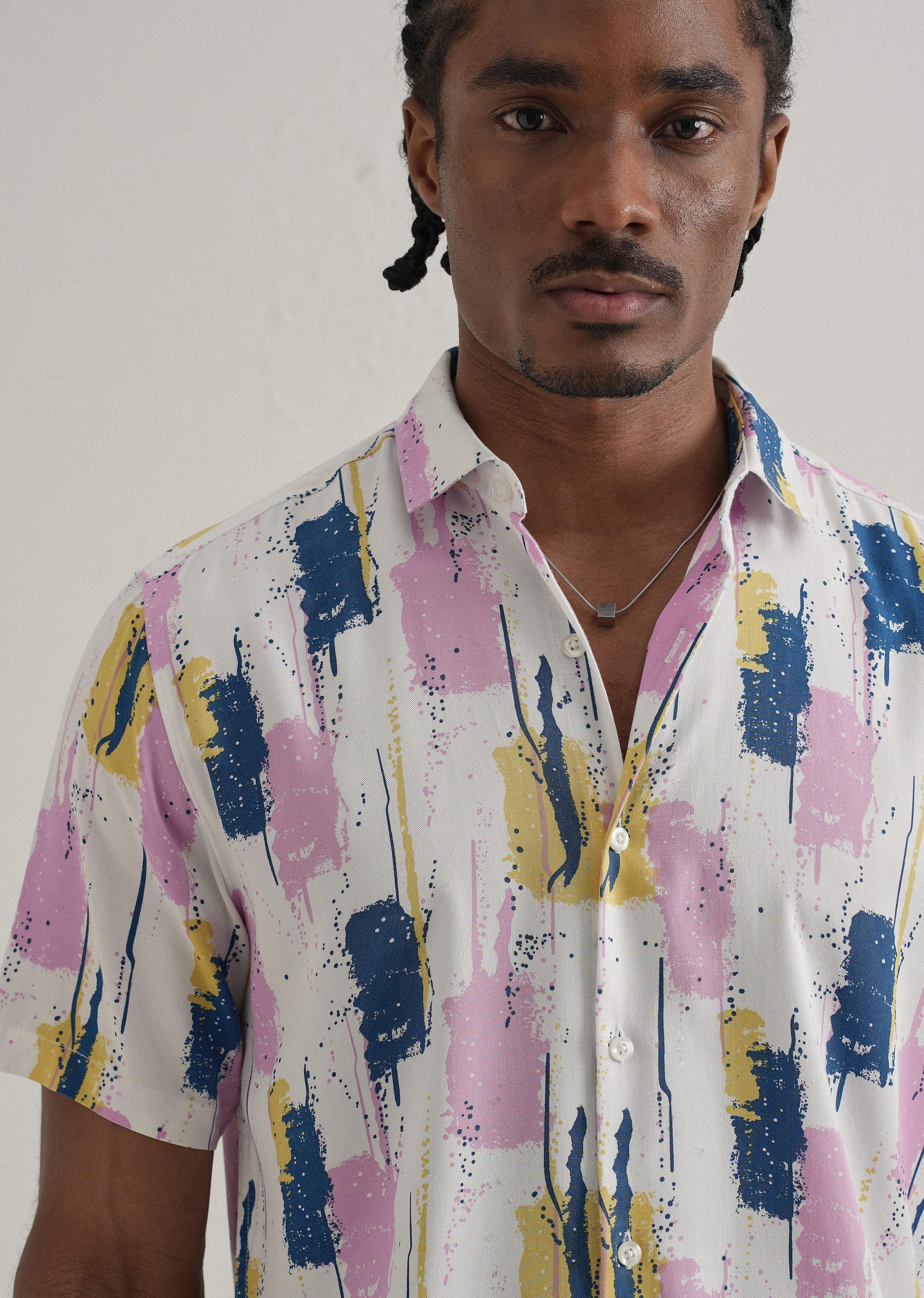 Abstract Pink Print Half Sleeve Shirt