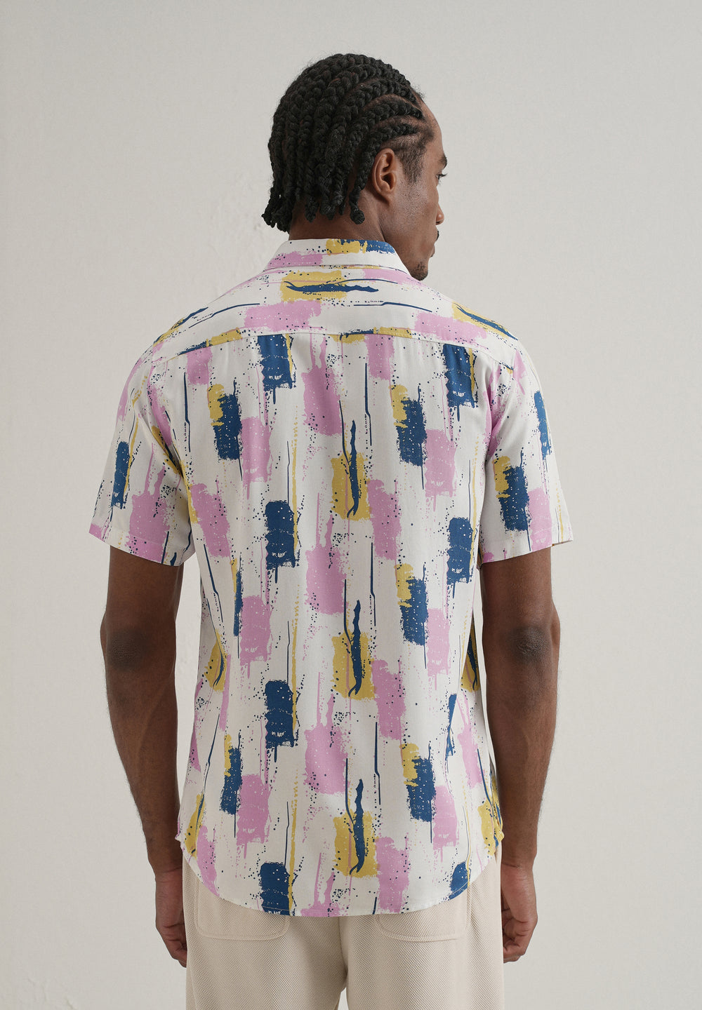 Abstract Pink Print Half Sleeve Shirt