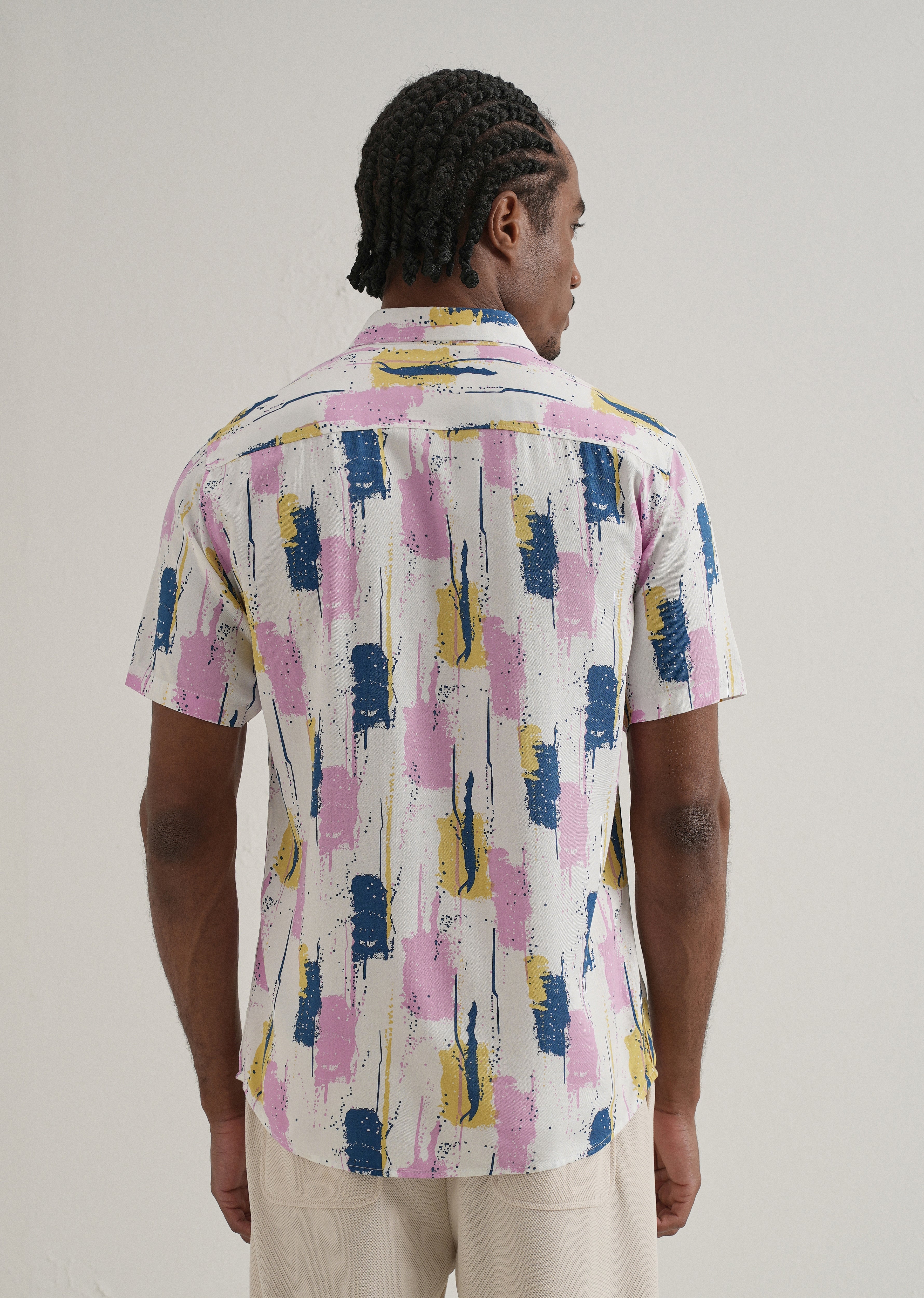 Abstract Pink Print Half Sleeve Shirt