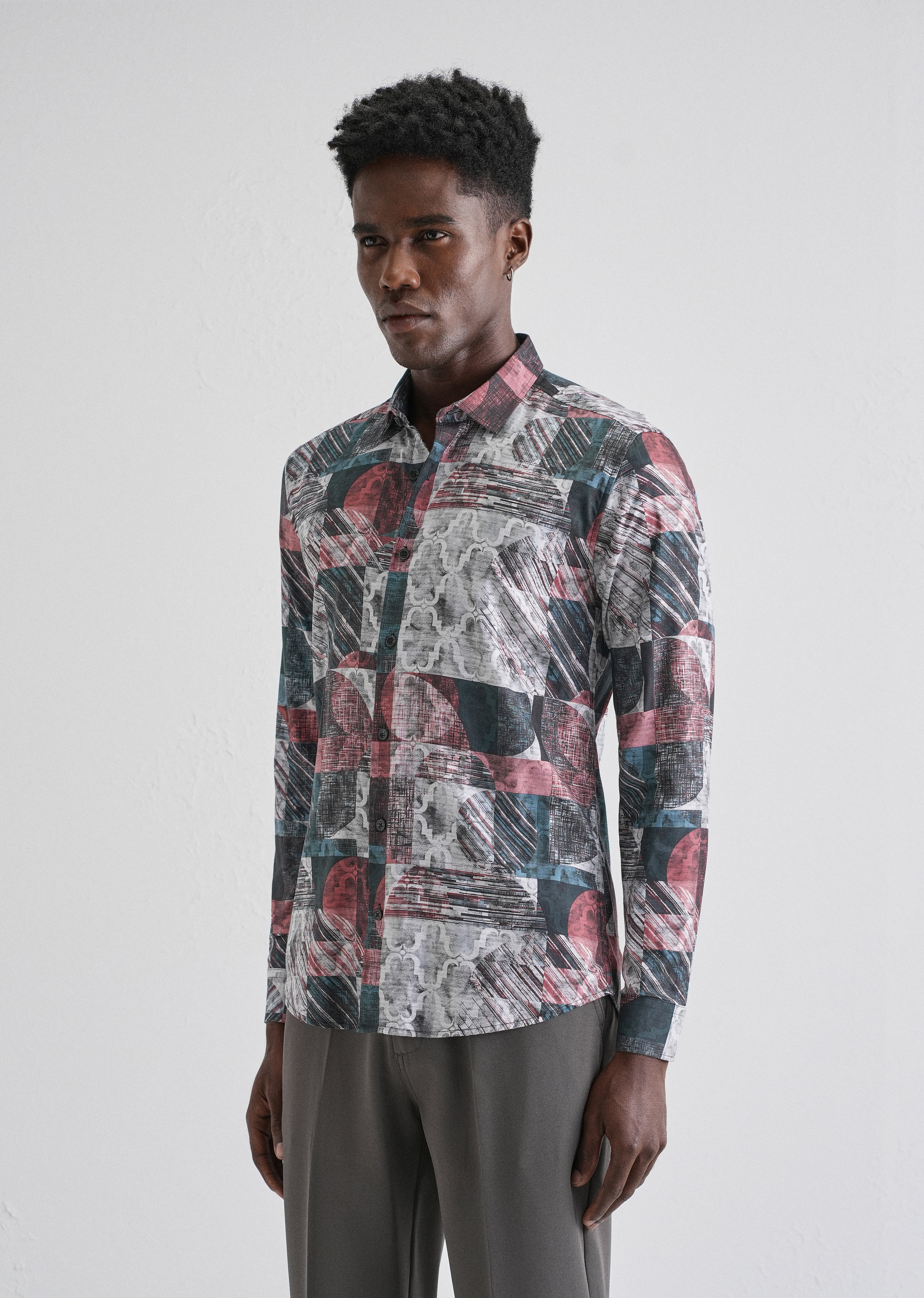 Abstract Print Full-Sleeves Shirt