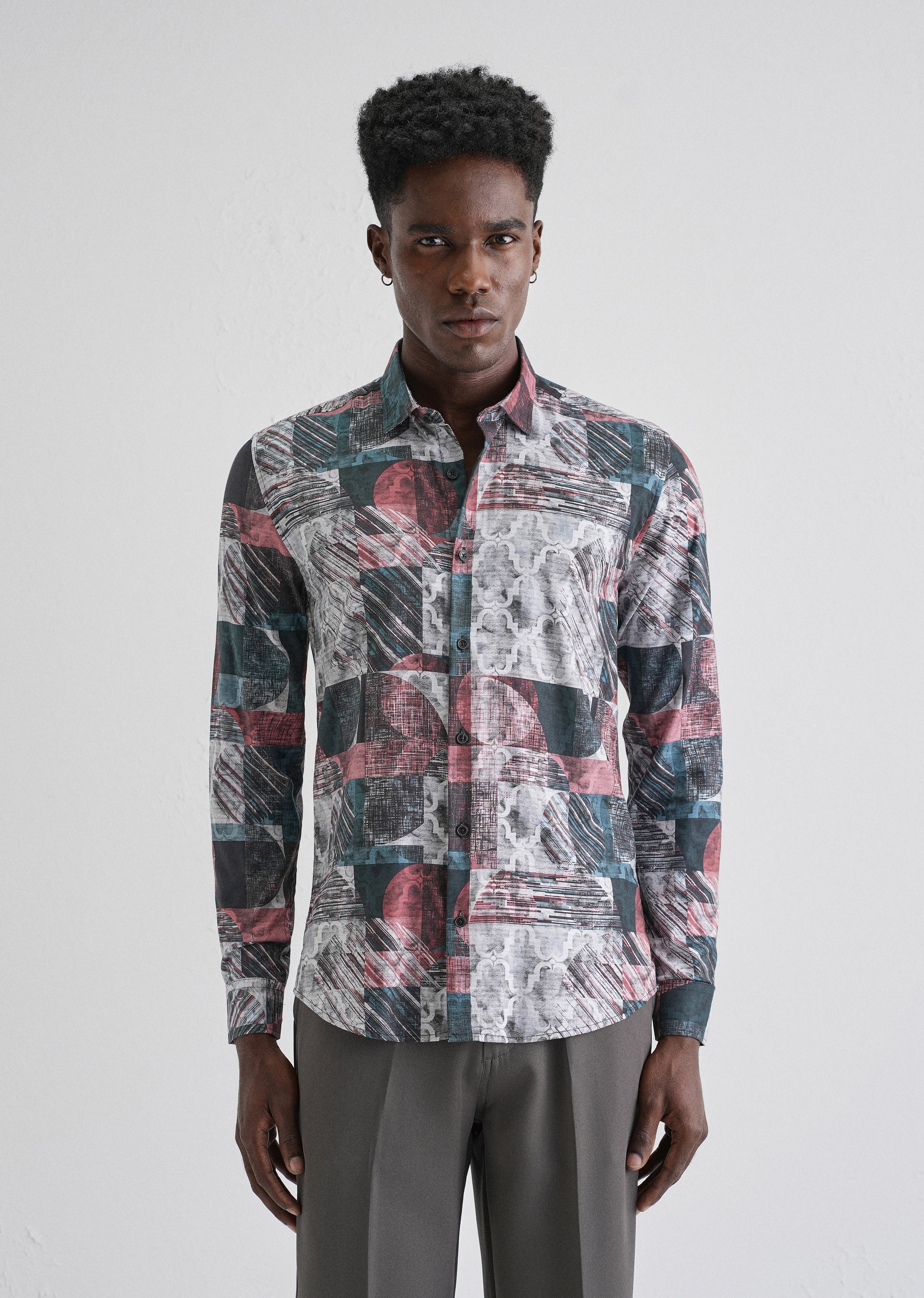 Abstract Print Full-Sleeves Shirt