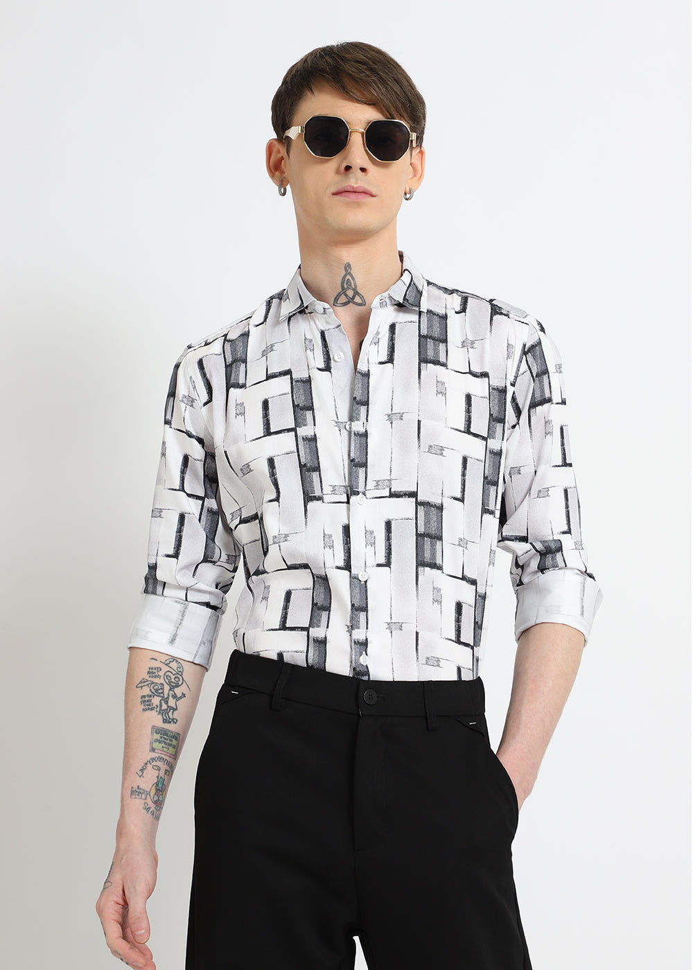 White Abstractox Printed shirt
