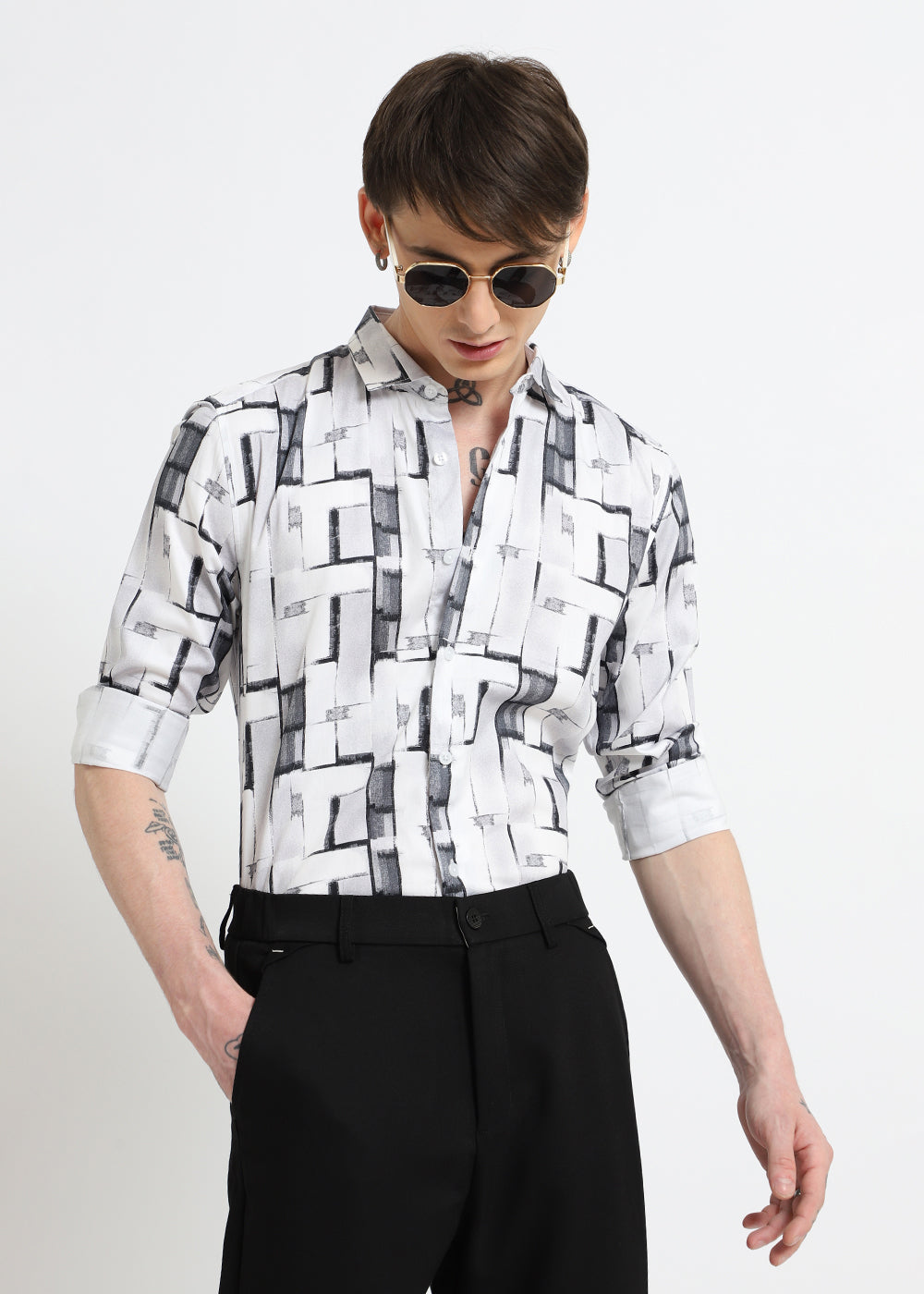 White Abstractox Printed shirt