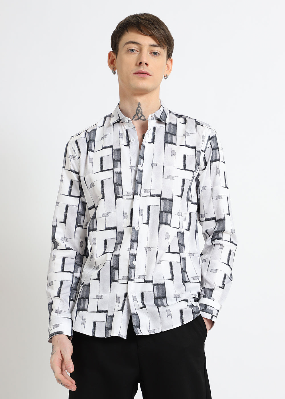 White Abstractox Printed shirt