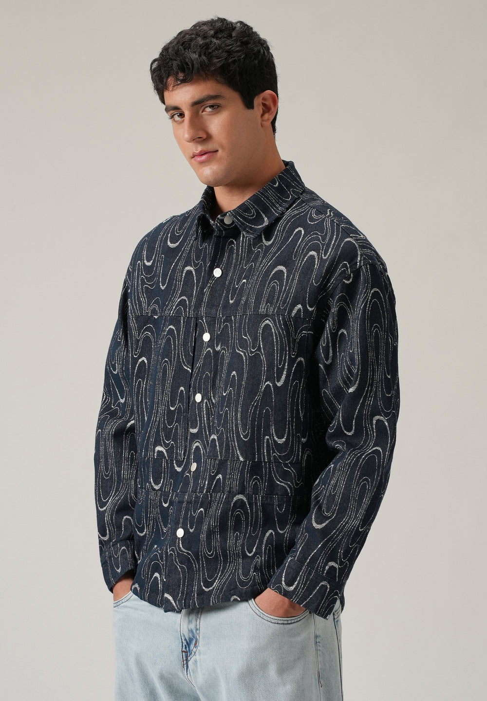 Swirl Denim Jacquard Jacket