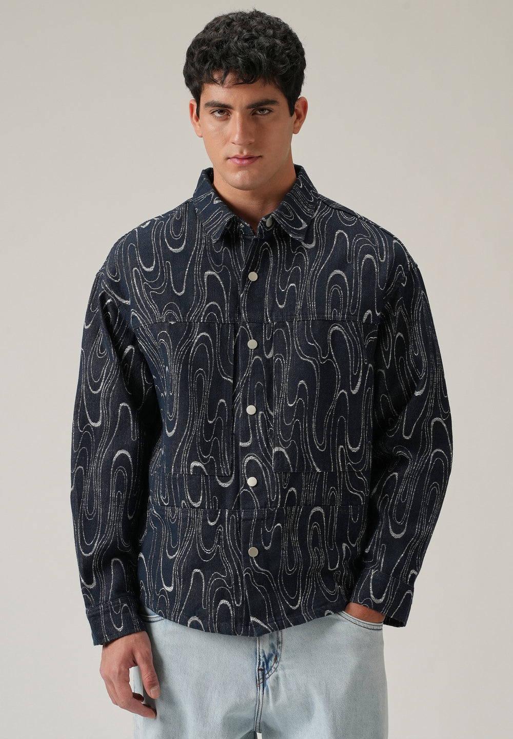 Swirl Denim Jacquard Jacket