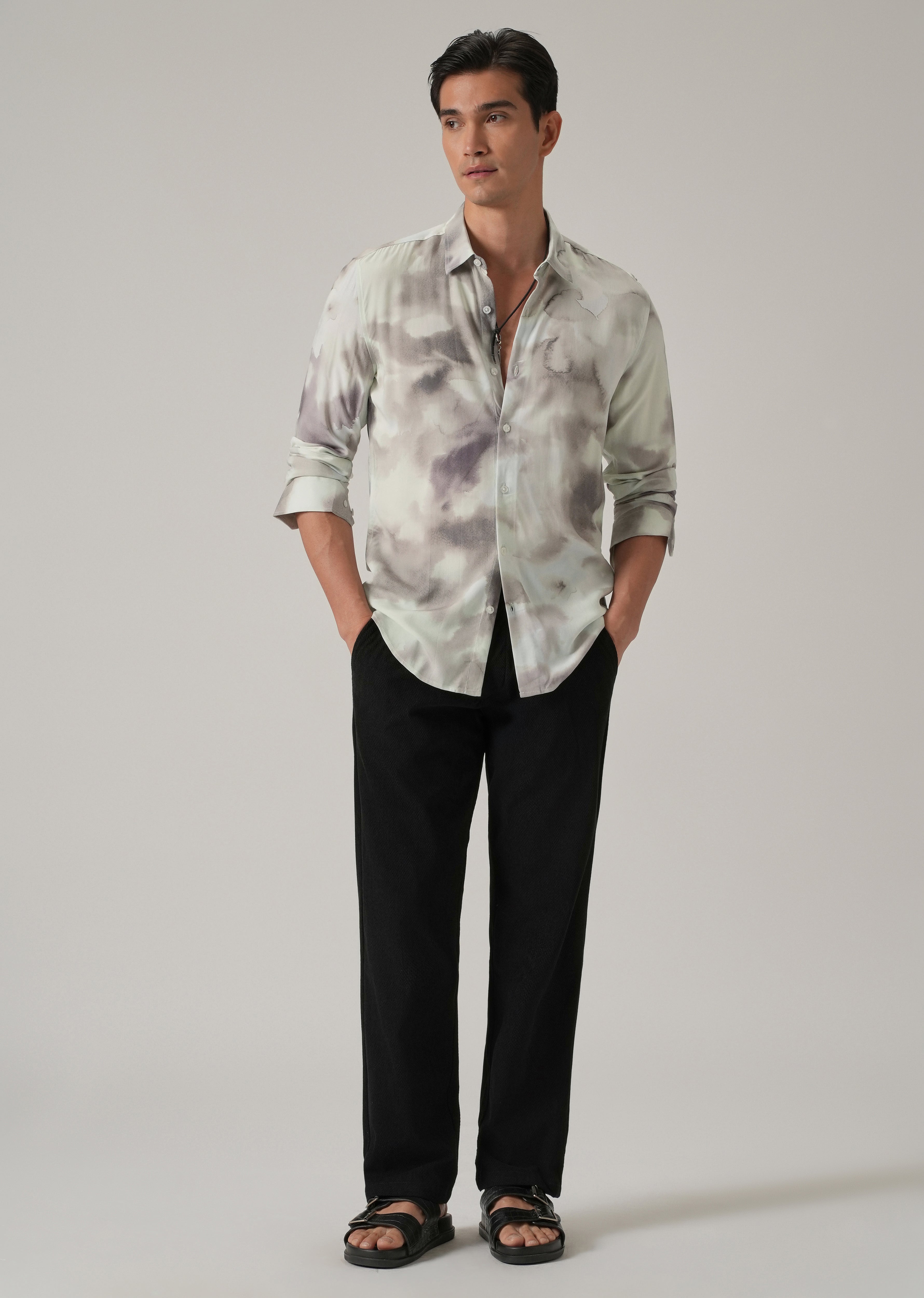 Abstract Water Wash Print Shirt
