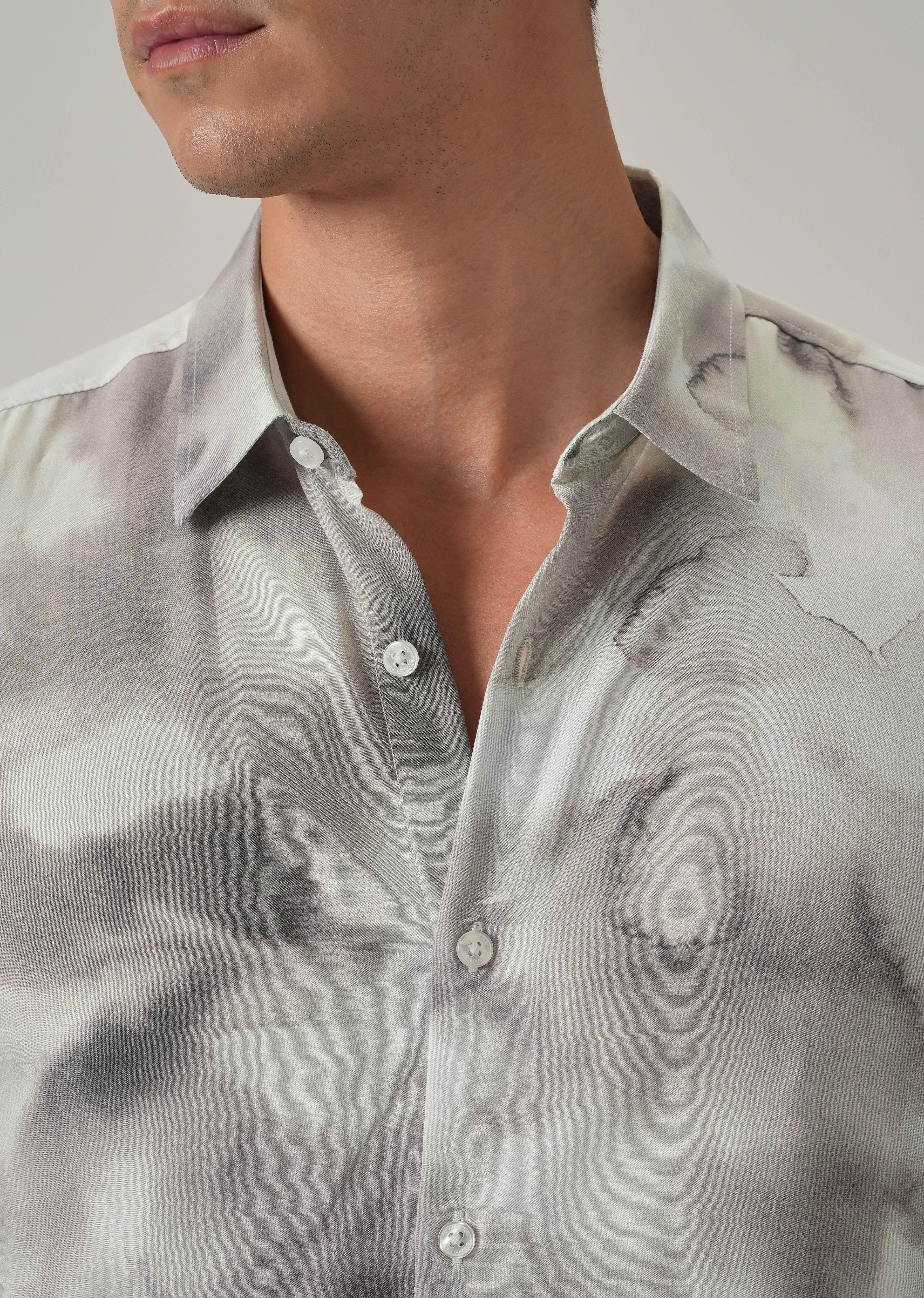 Abstract Water Wash Print Shirt