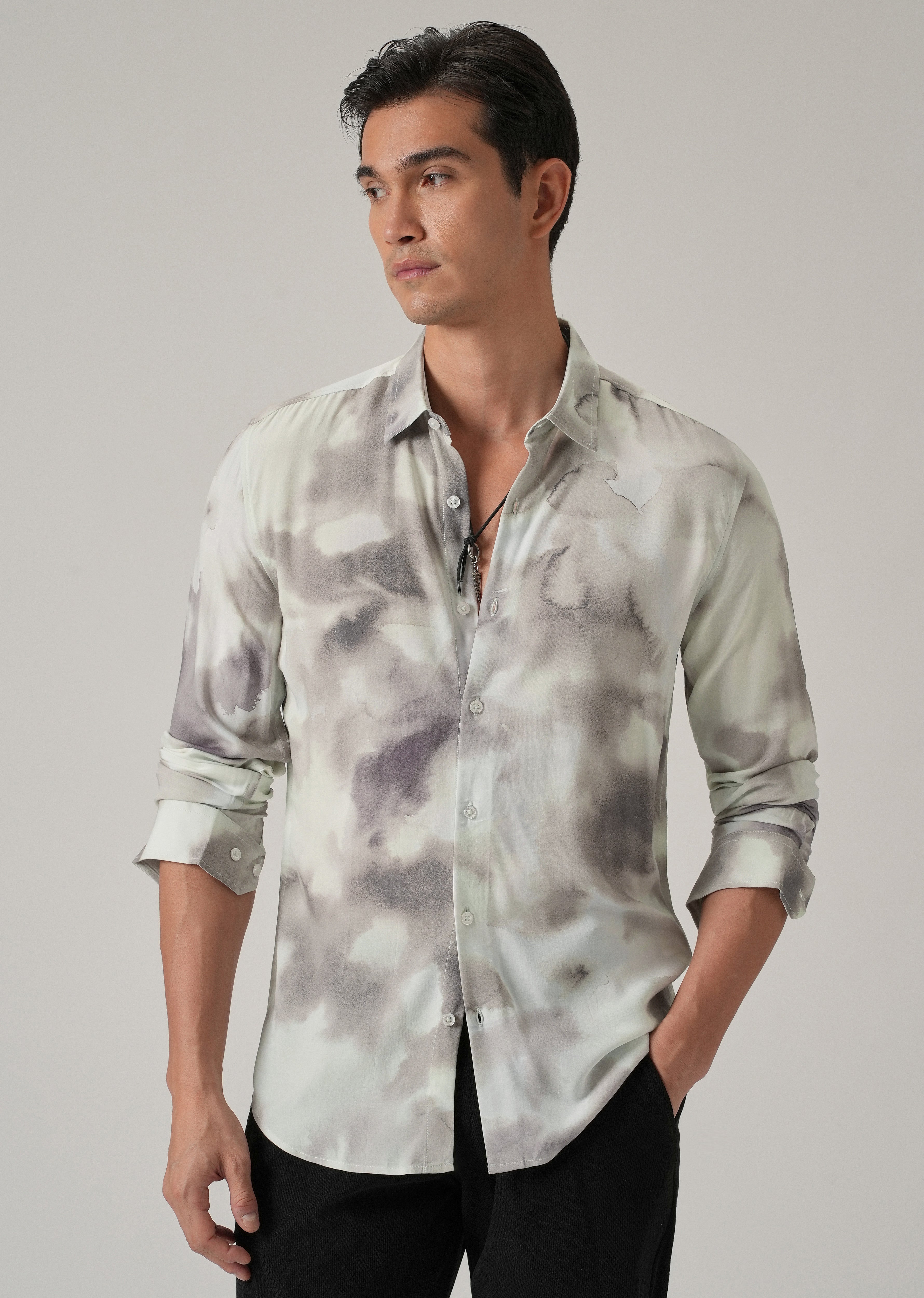 Abstract Water Wash Print Shirt