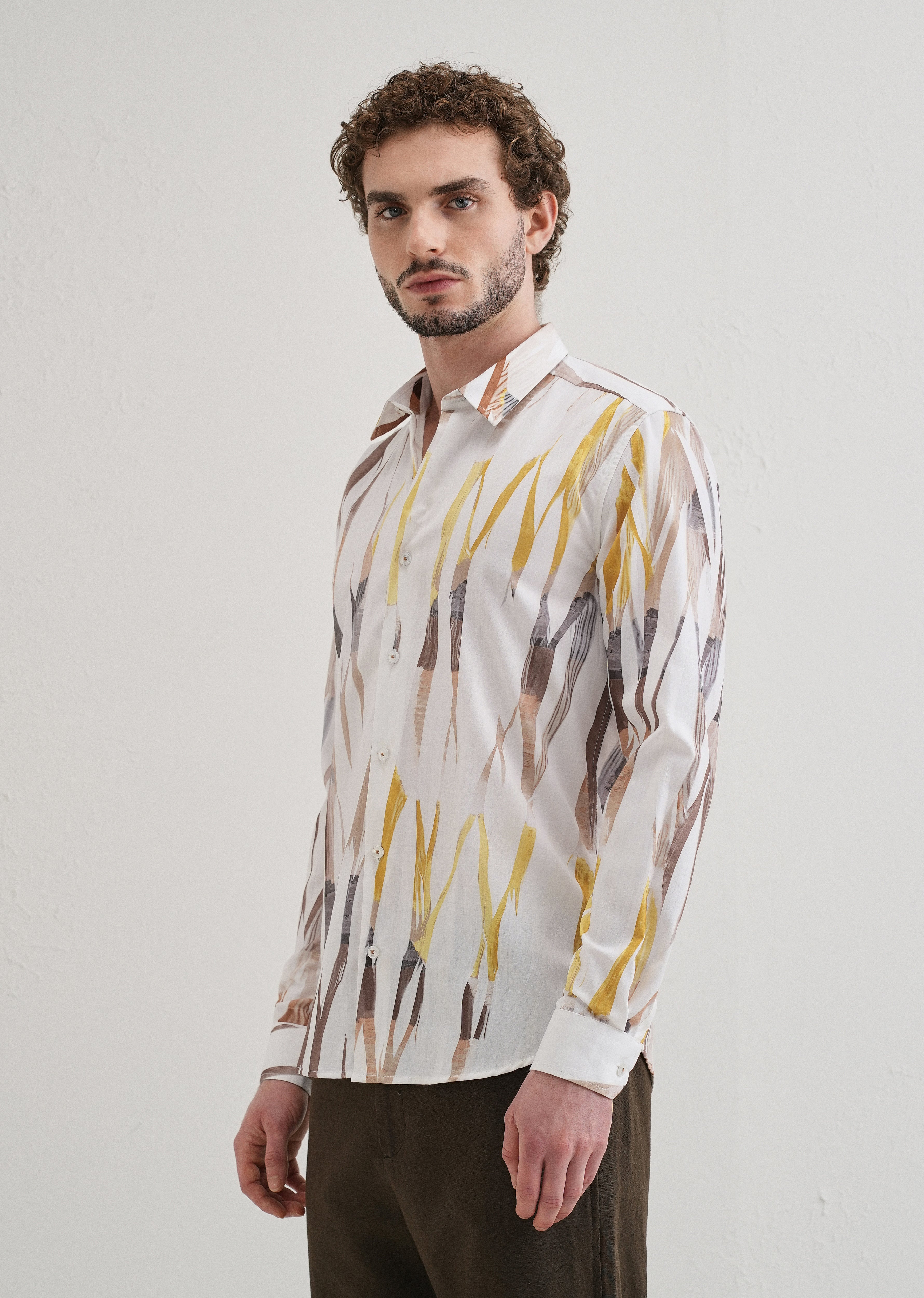 Abstract Yellow Multicoloured Shirt