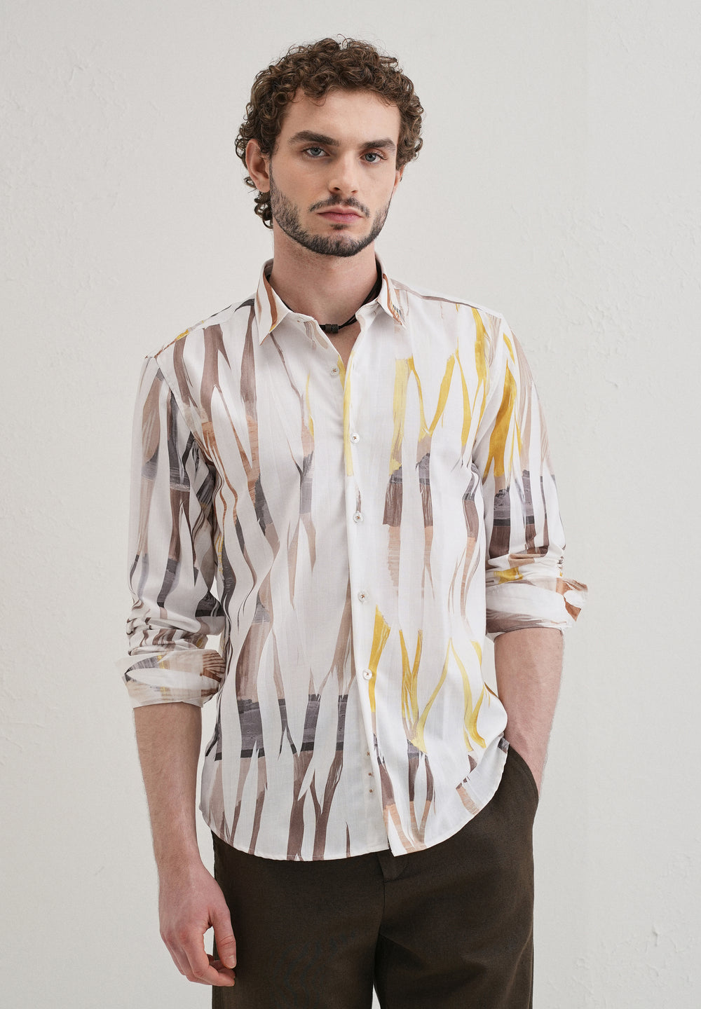 Abstract Yellow Multicoloured Shirt