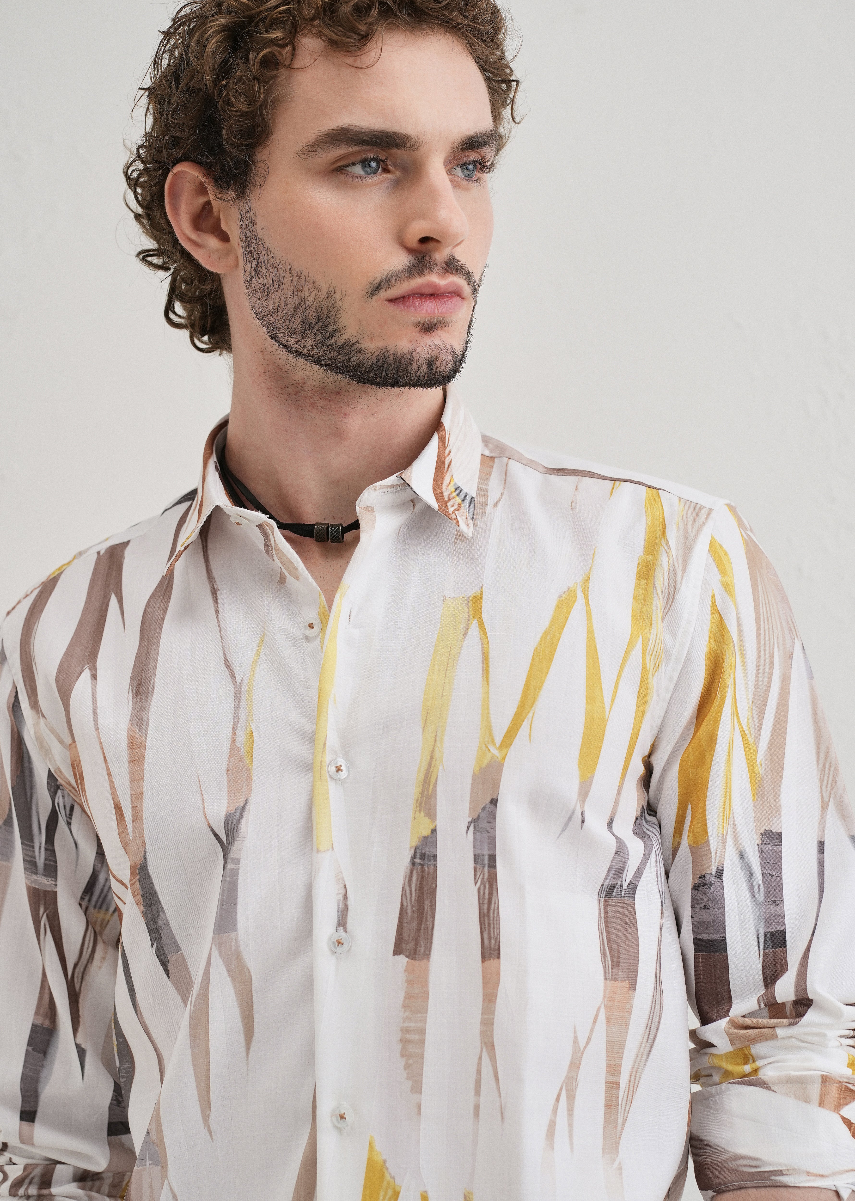 Abstract Yellow Multicoloured Shirt