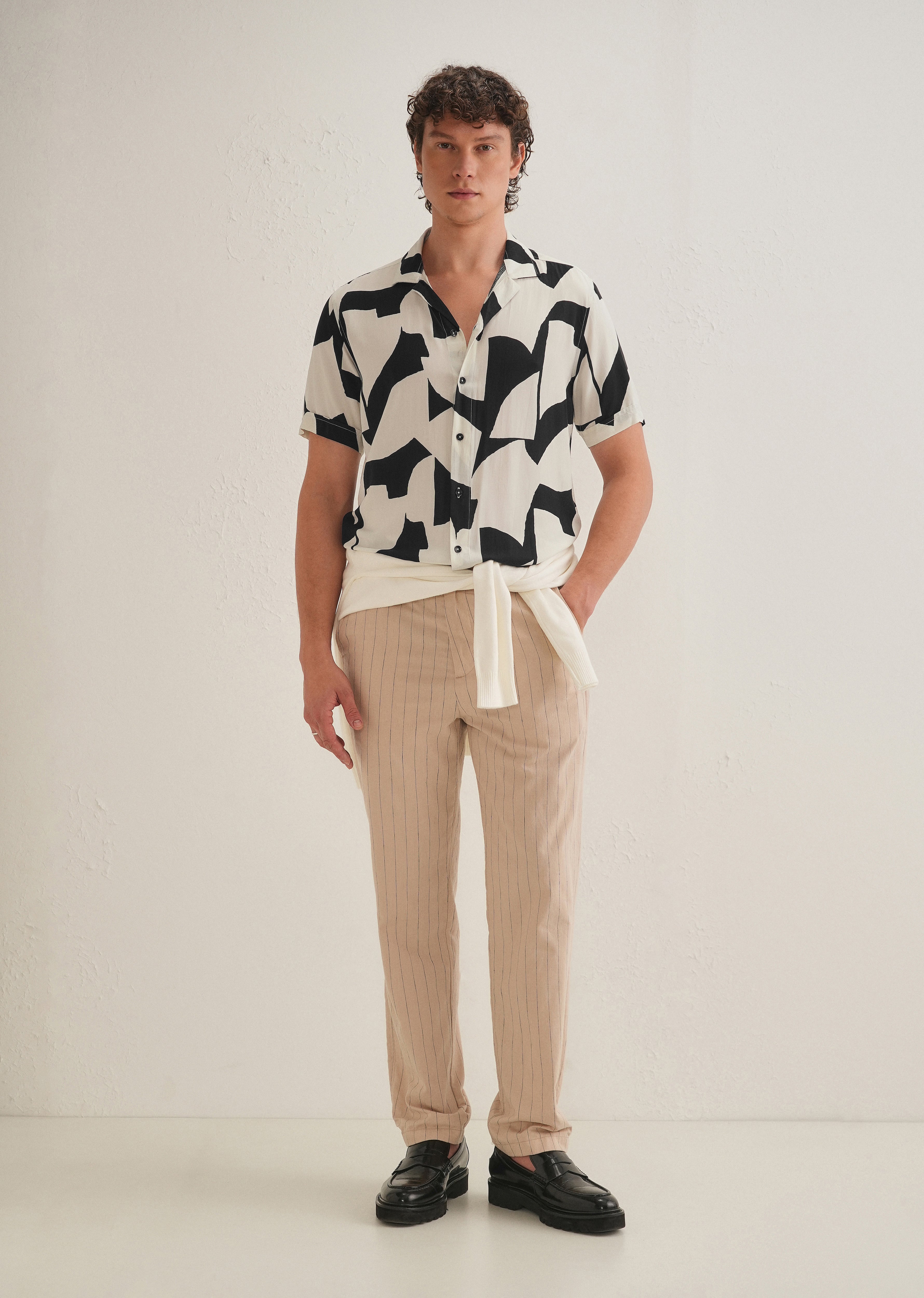 Abstract Monochrome Print Half sleeve shirt