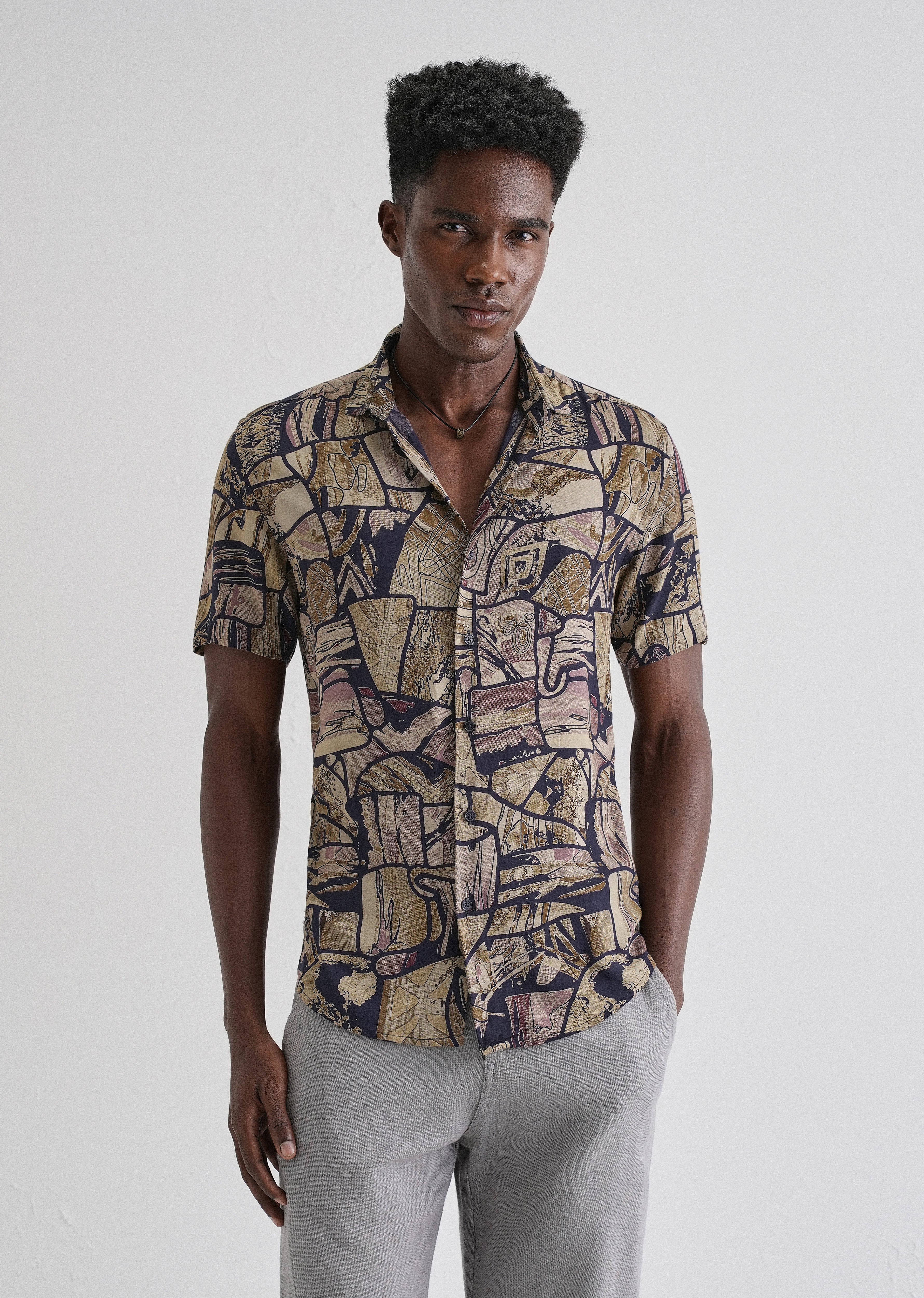 Abstract Mosaic Feather shirt