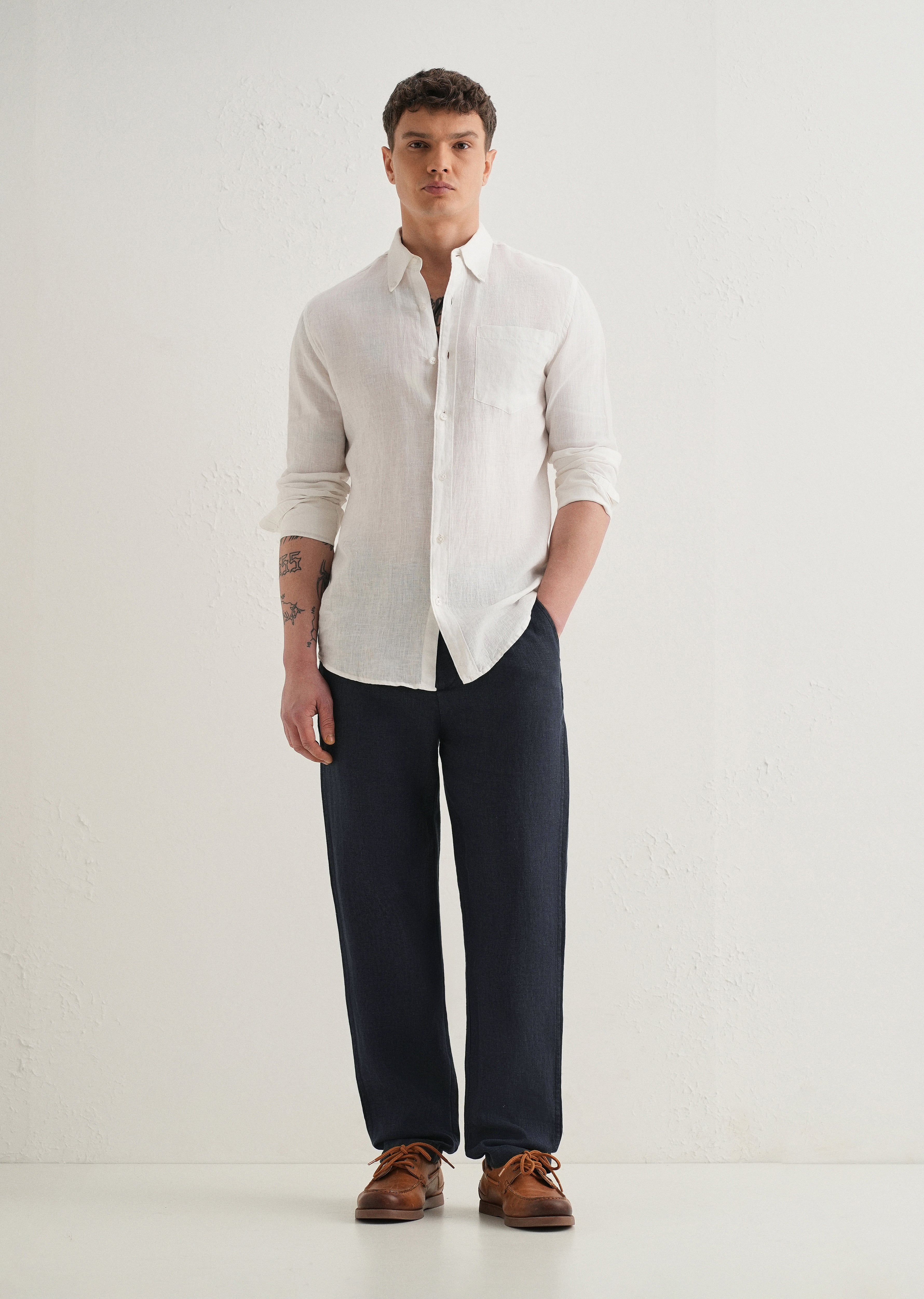 Admiral Blue Linen Pant
