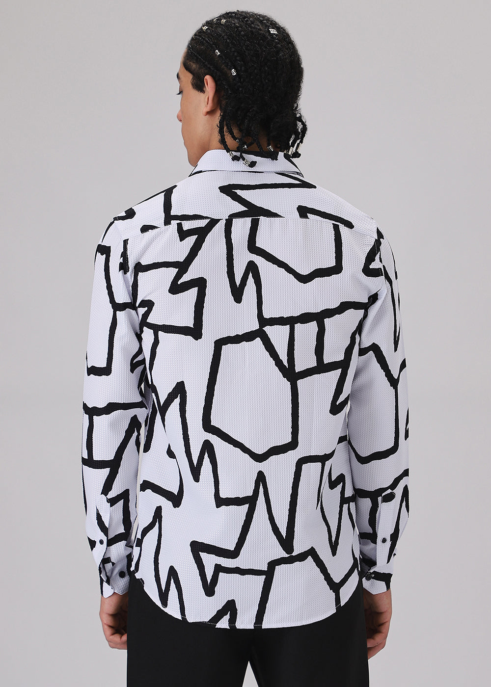 Angular Waffle Dobby White Shirt