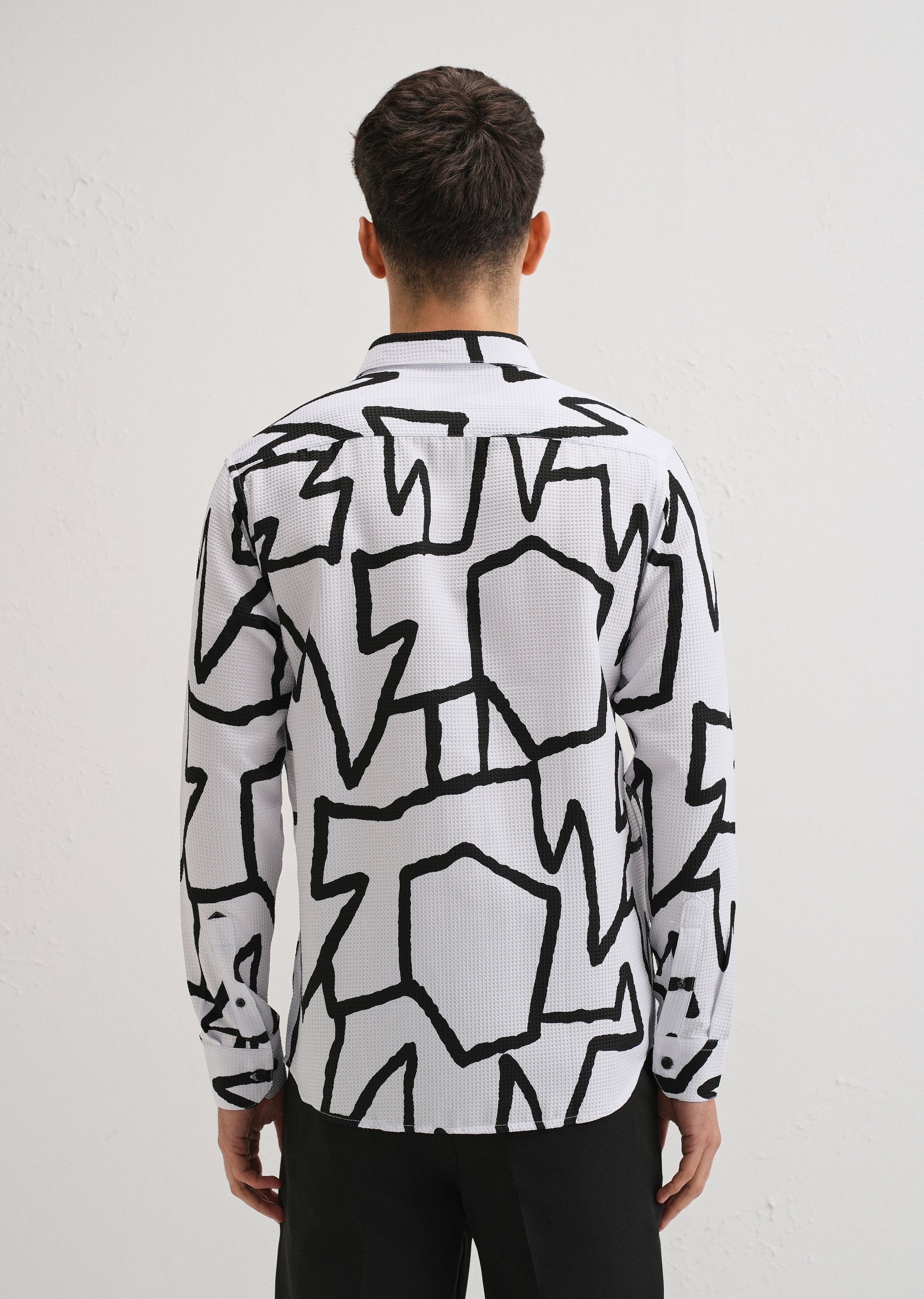 Angular Waffle Dobby White Shirt