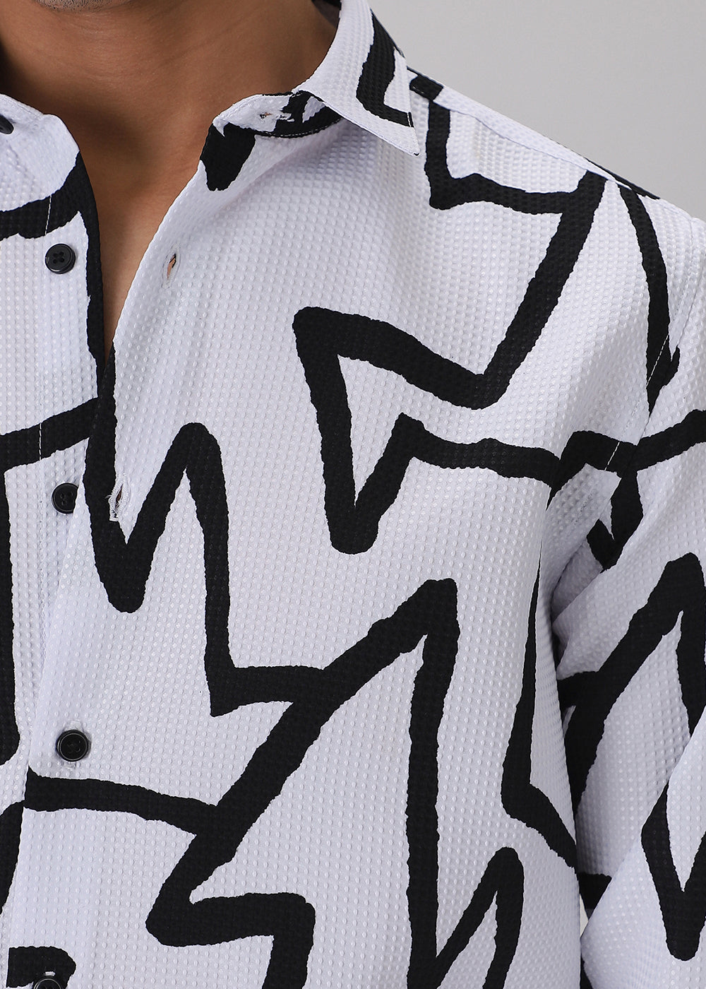 Angular Waffle Dobby White Shirt
