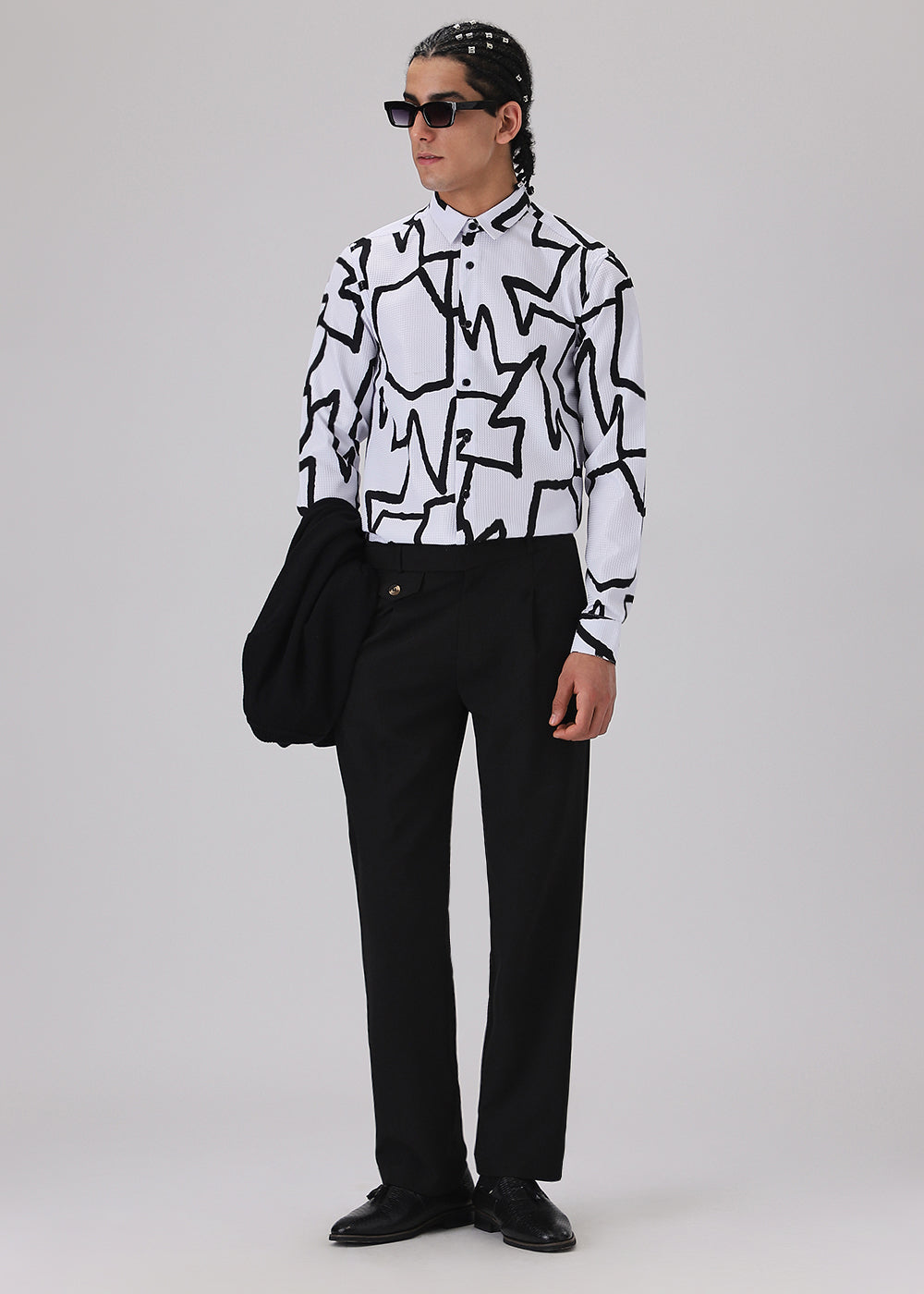 Angular Waffle Dobby White Shirt