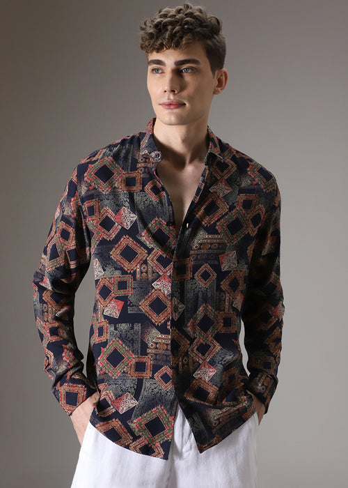 Argyle Diamond Red Feather Shirt