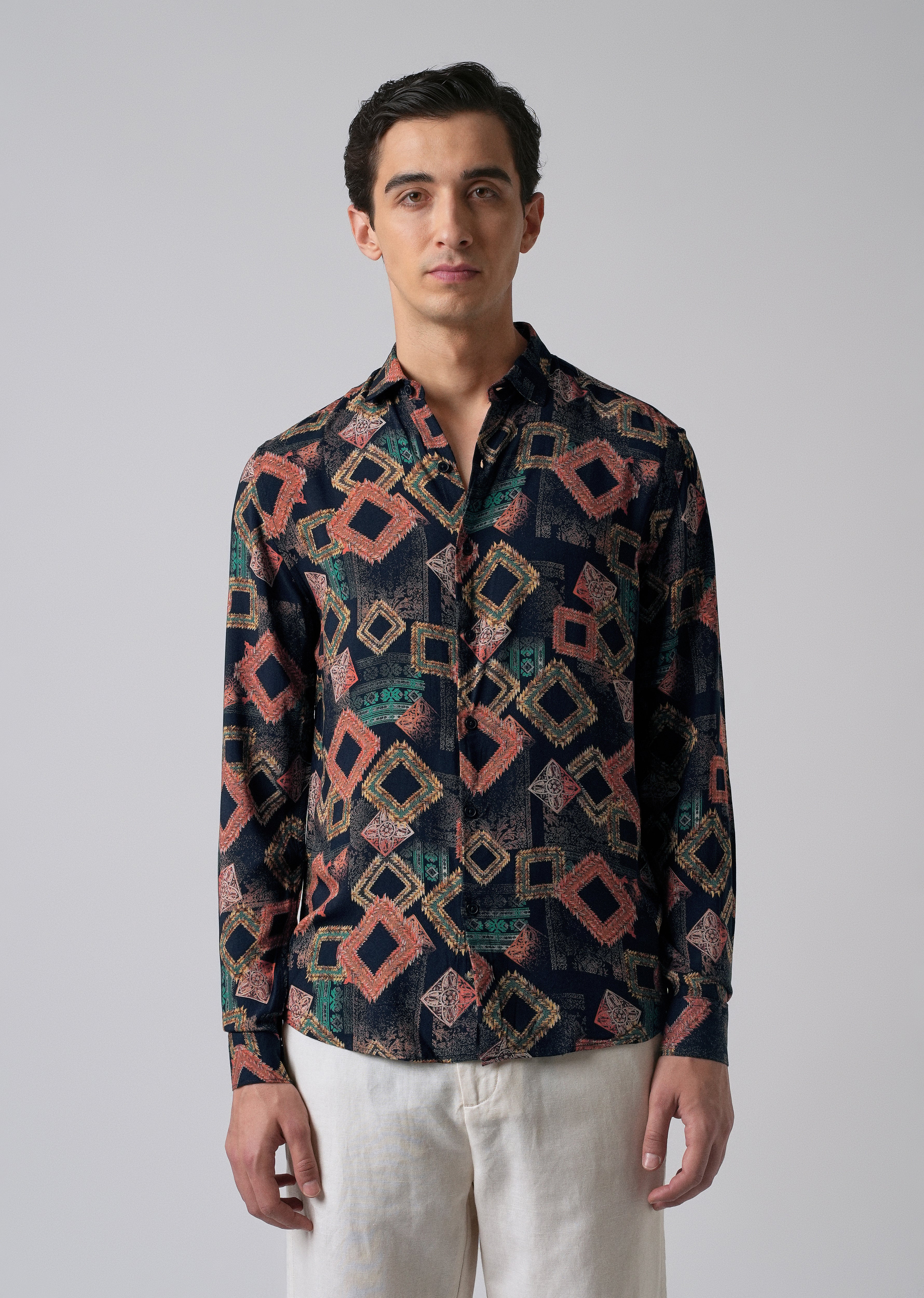 Argyle Diamond Blue Feather Shirt