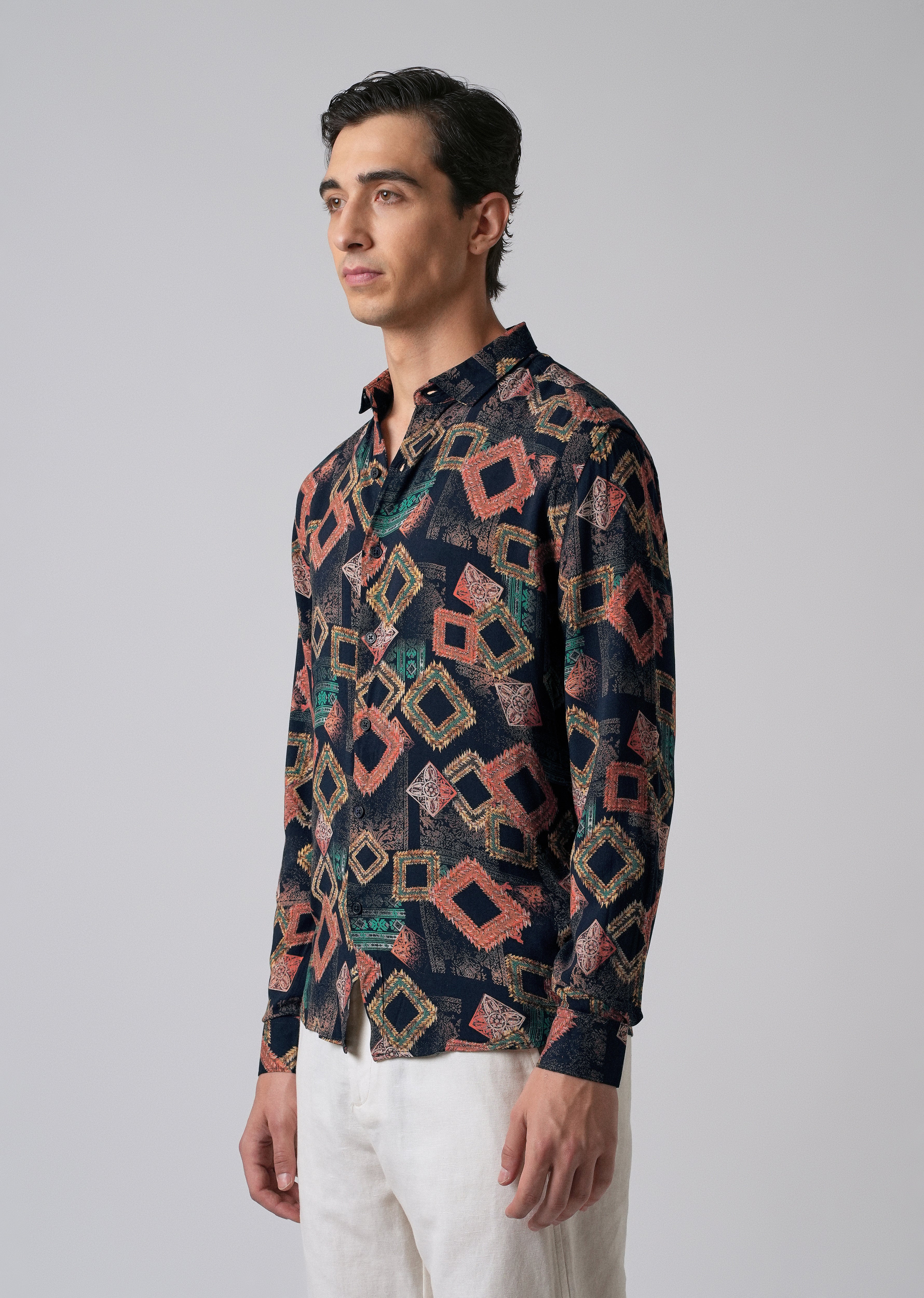 Argyle Diamond Blue Feather Shirt