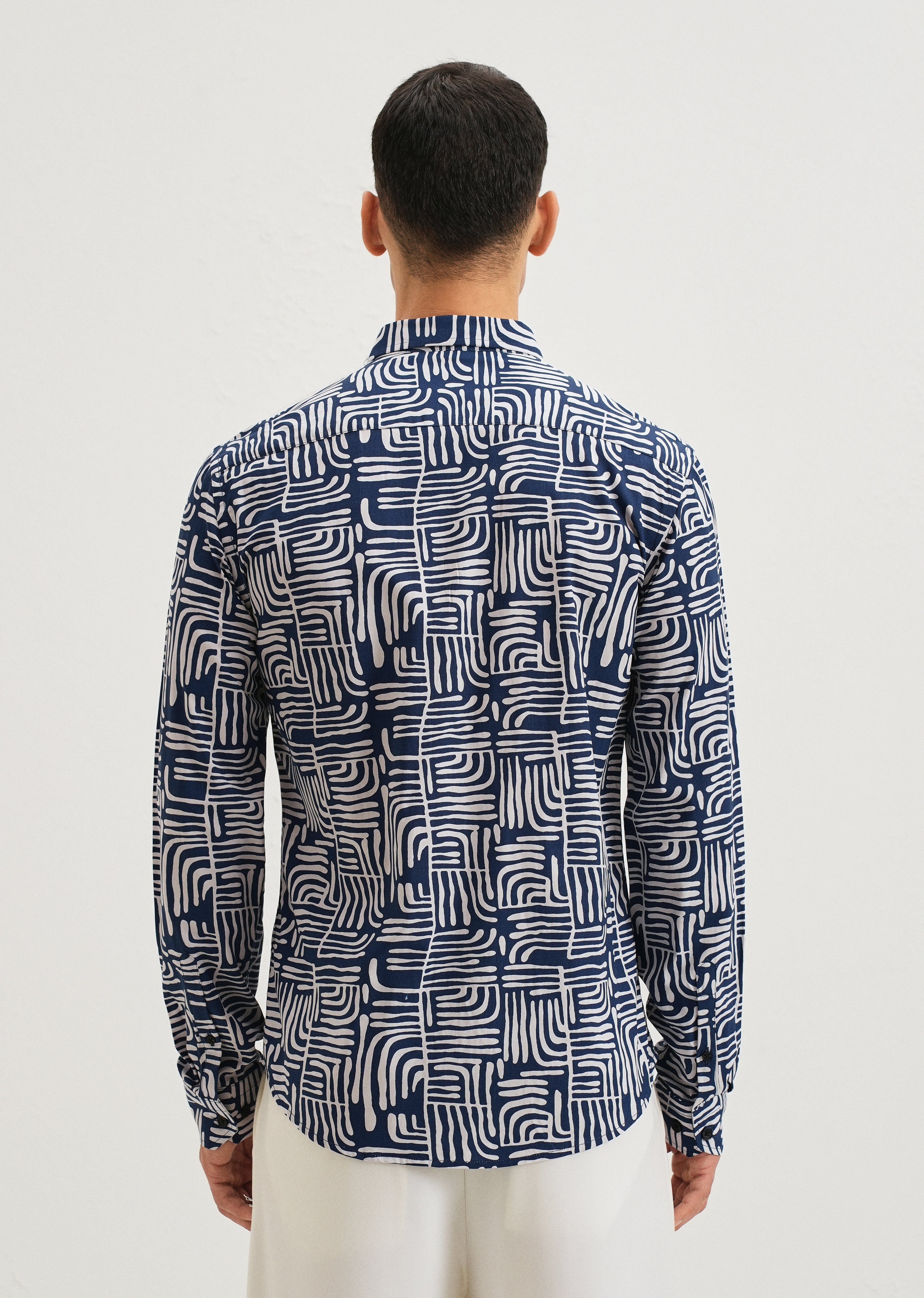 Art Deco Blue Printed Shirt