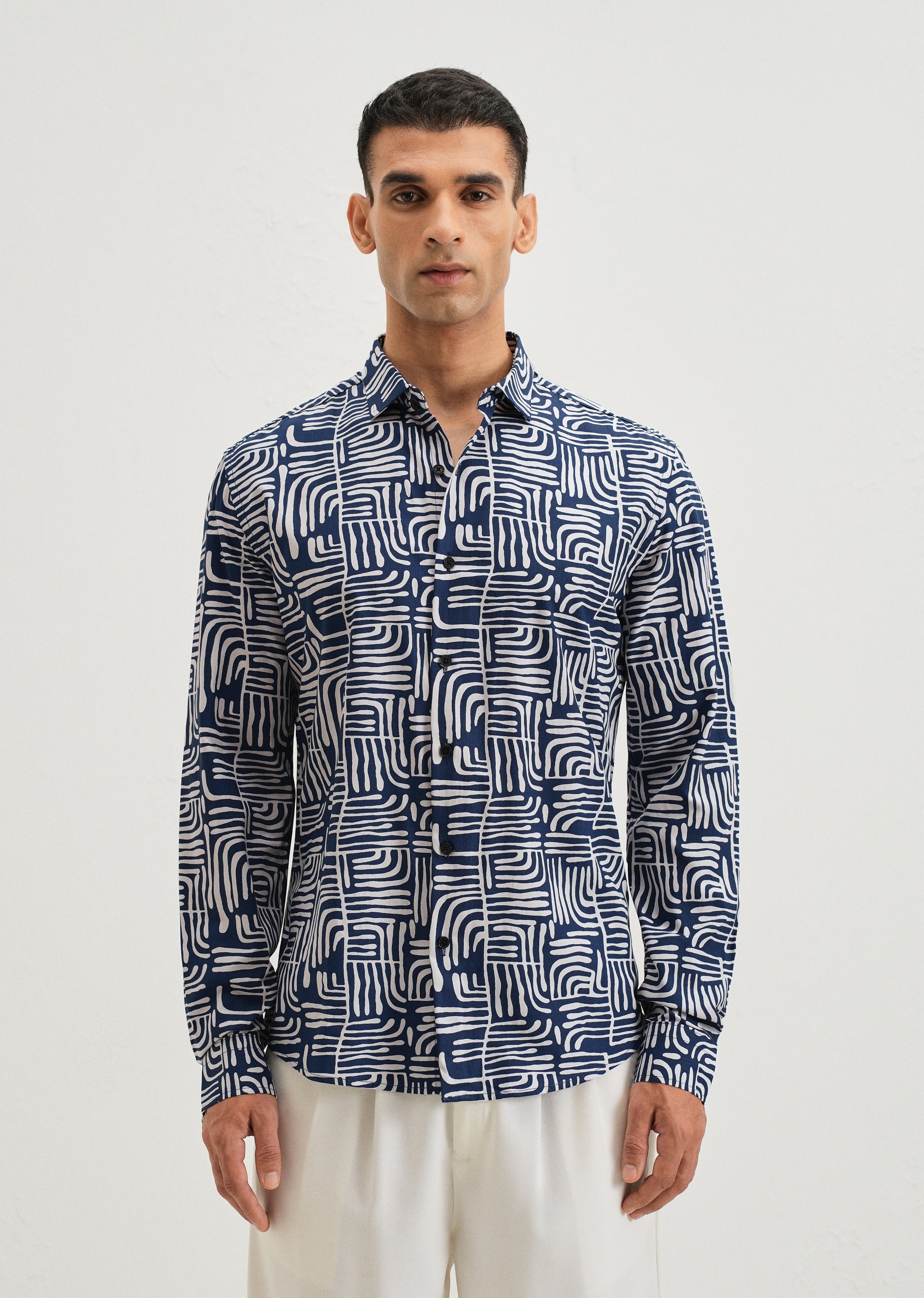 Art Deco Blue Printed Shirt