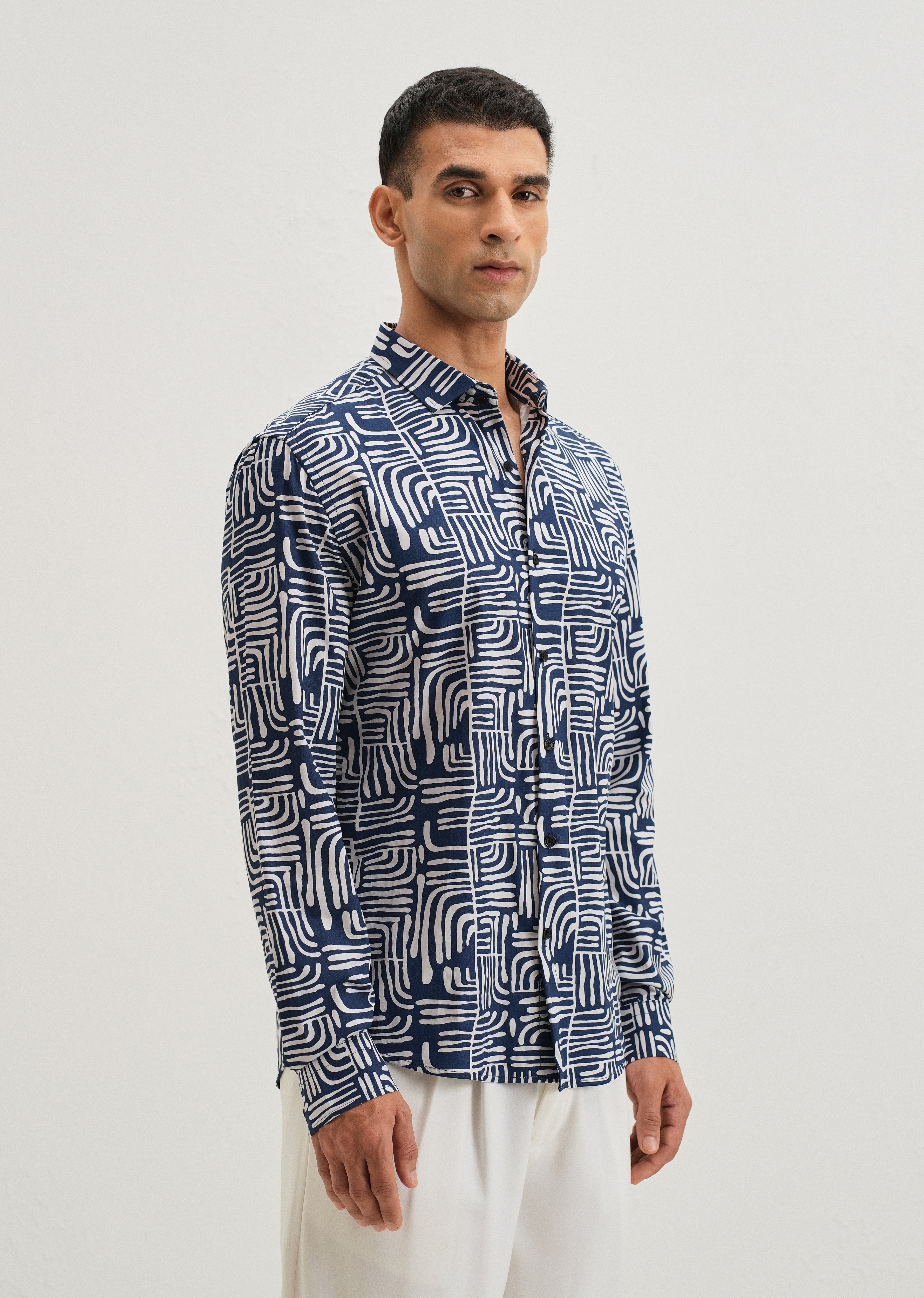 Art Deco Blue Printed Shirt