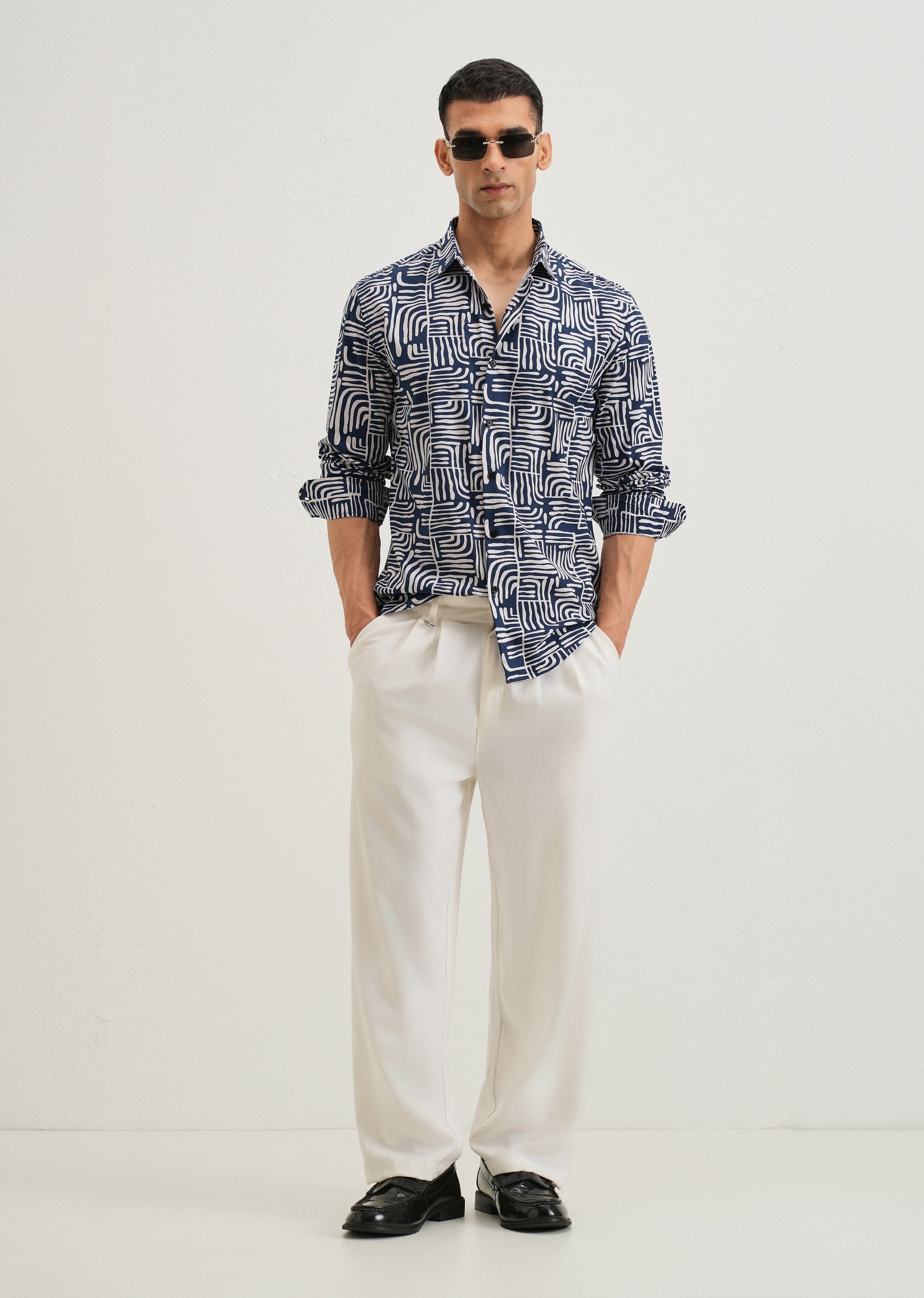 Art Deco Blue Printed Shirt