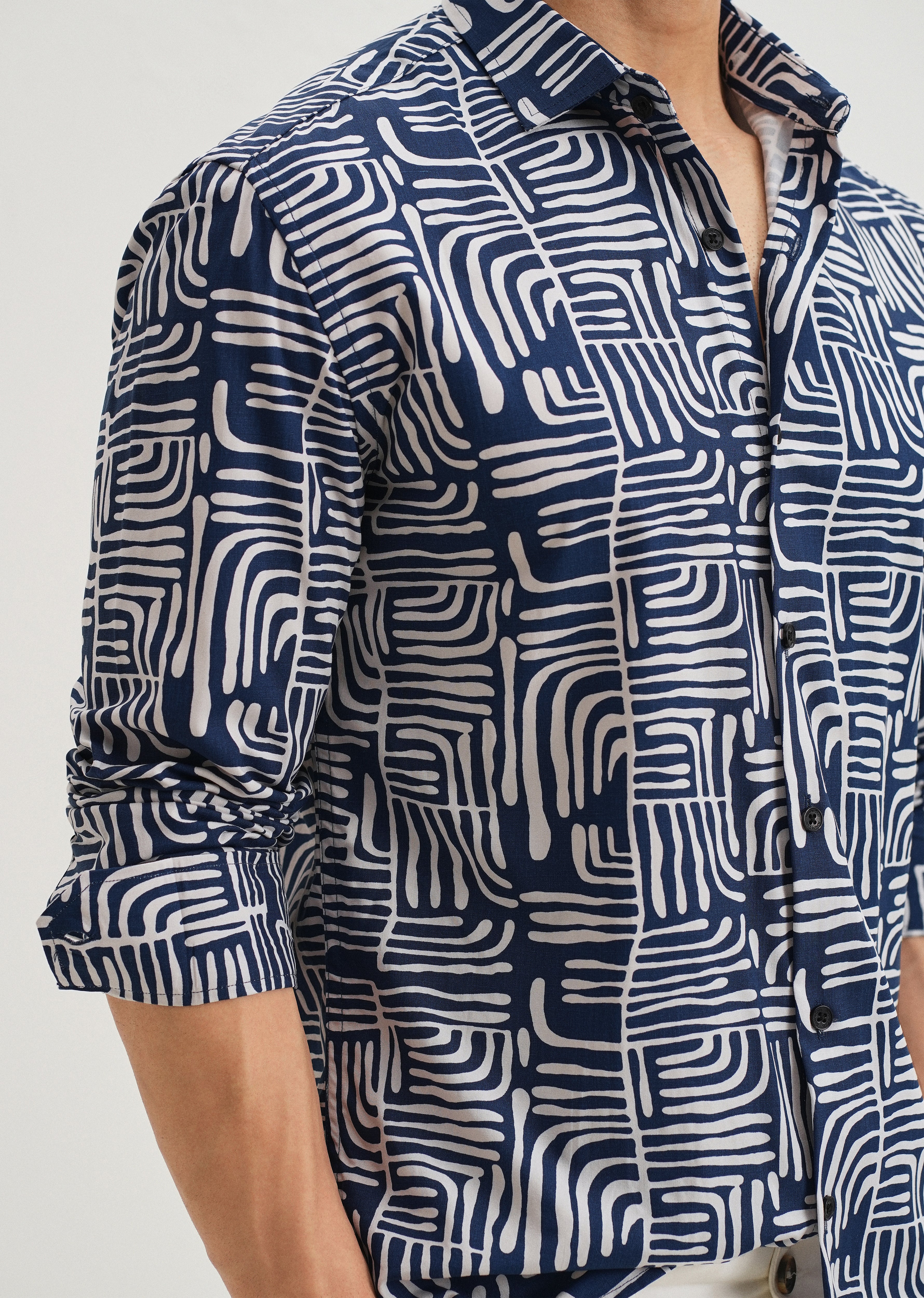 Art Deco Blue Printed Shirt
