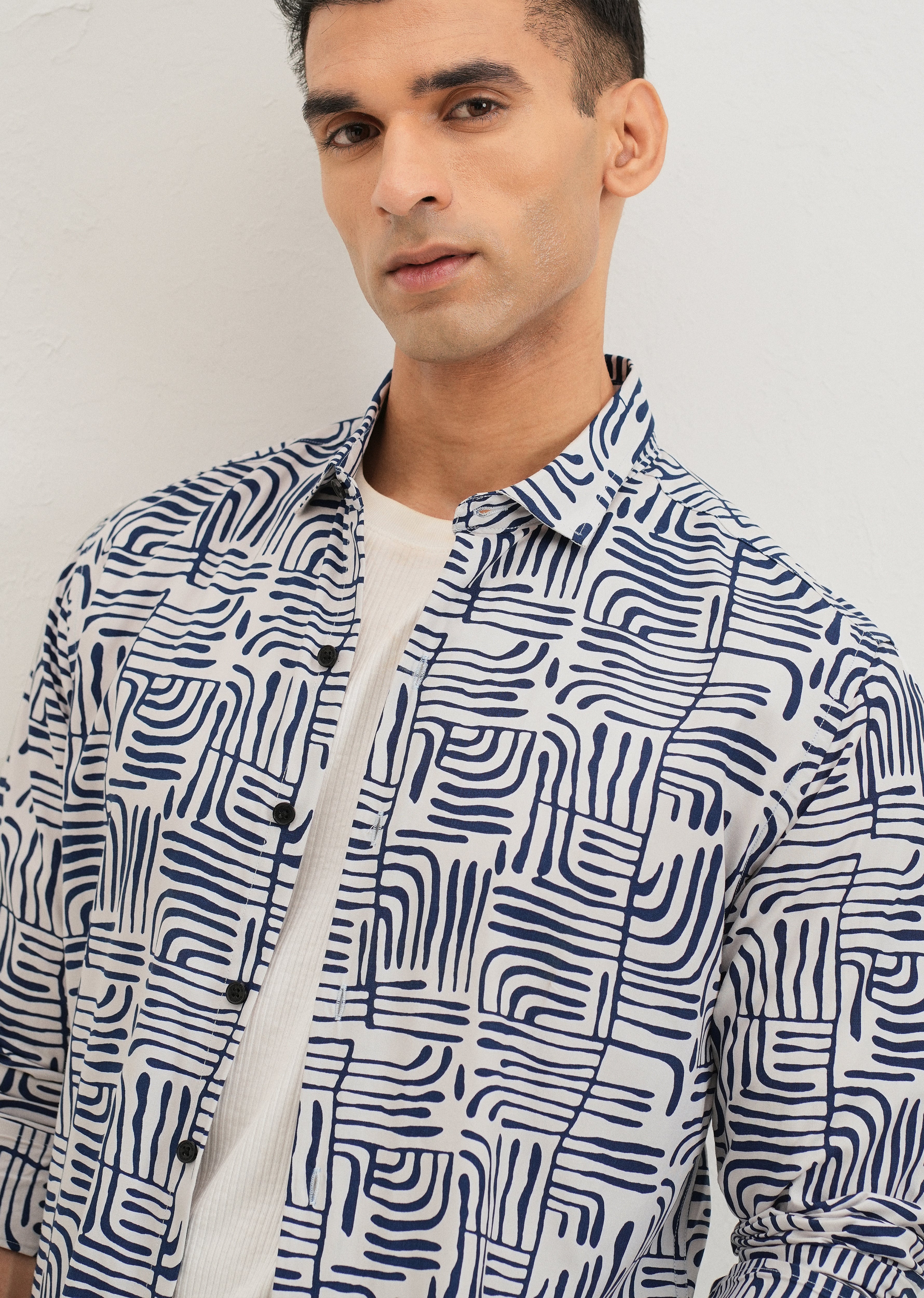 Art Deco White Printed Shirt