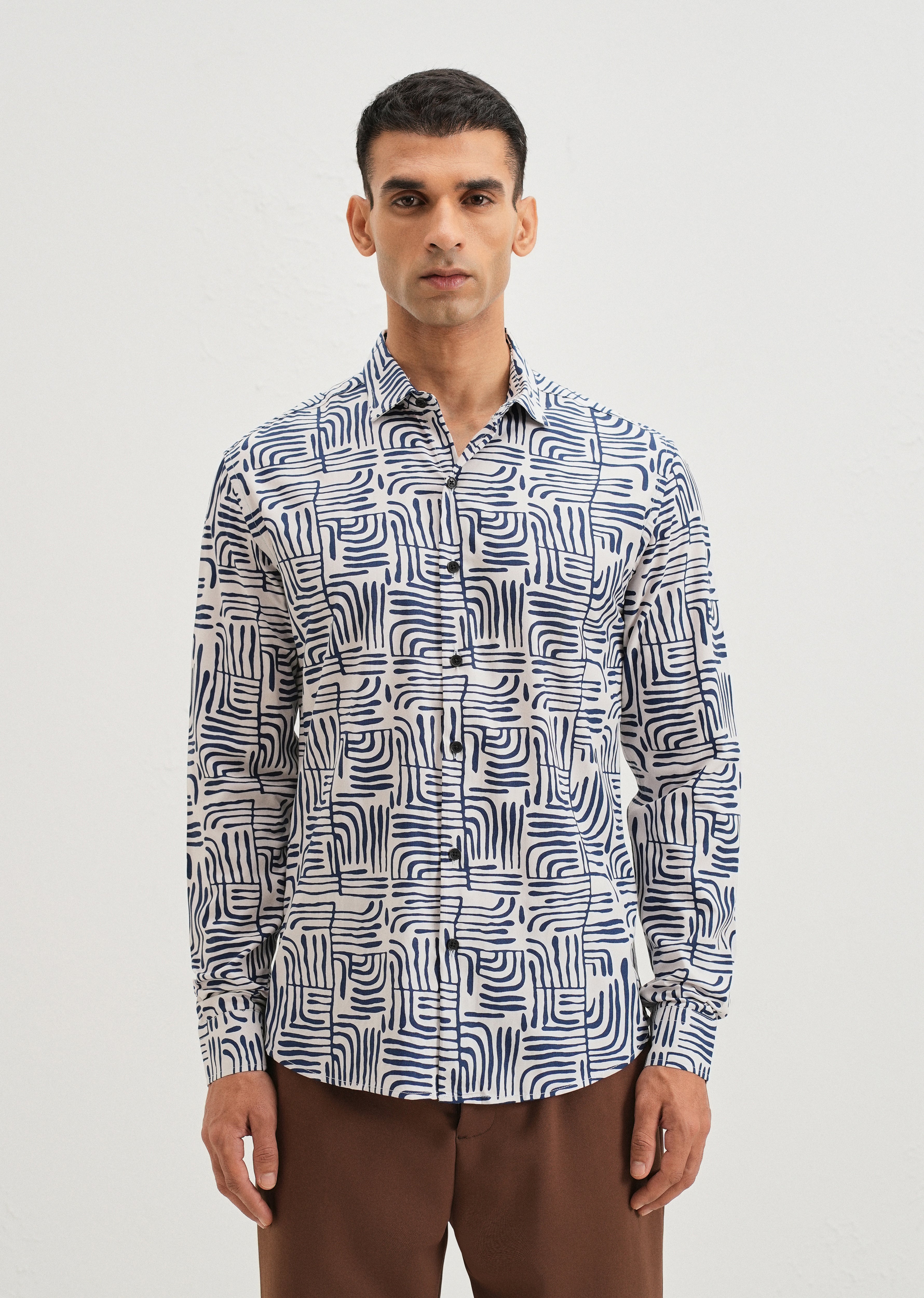 Art Deco White Printed Shirt