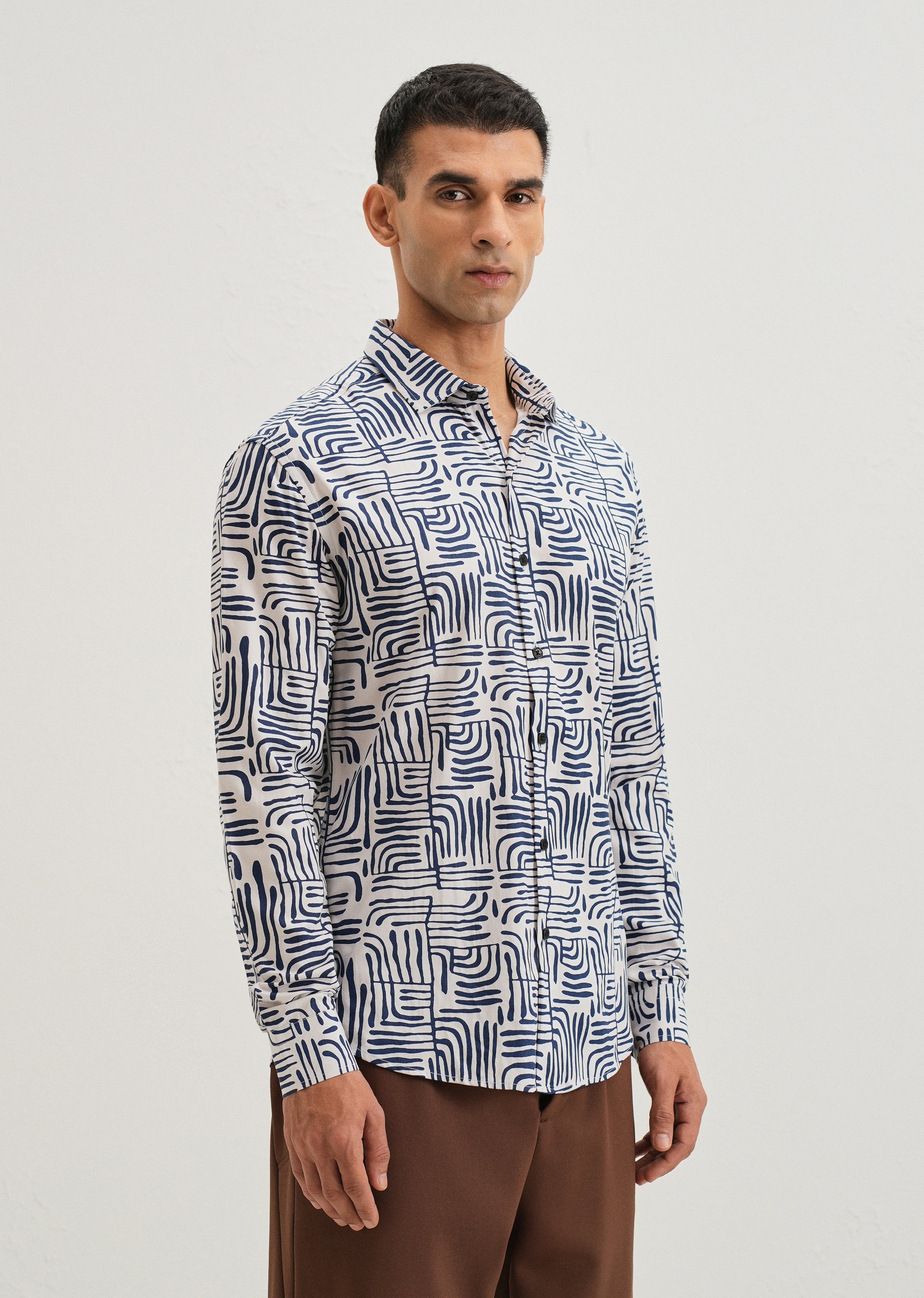 Art Deco White Printed Shirt