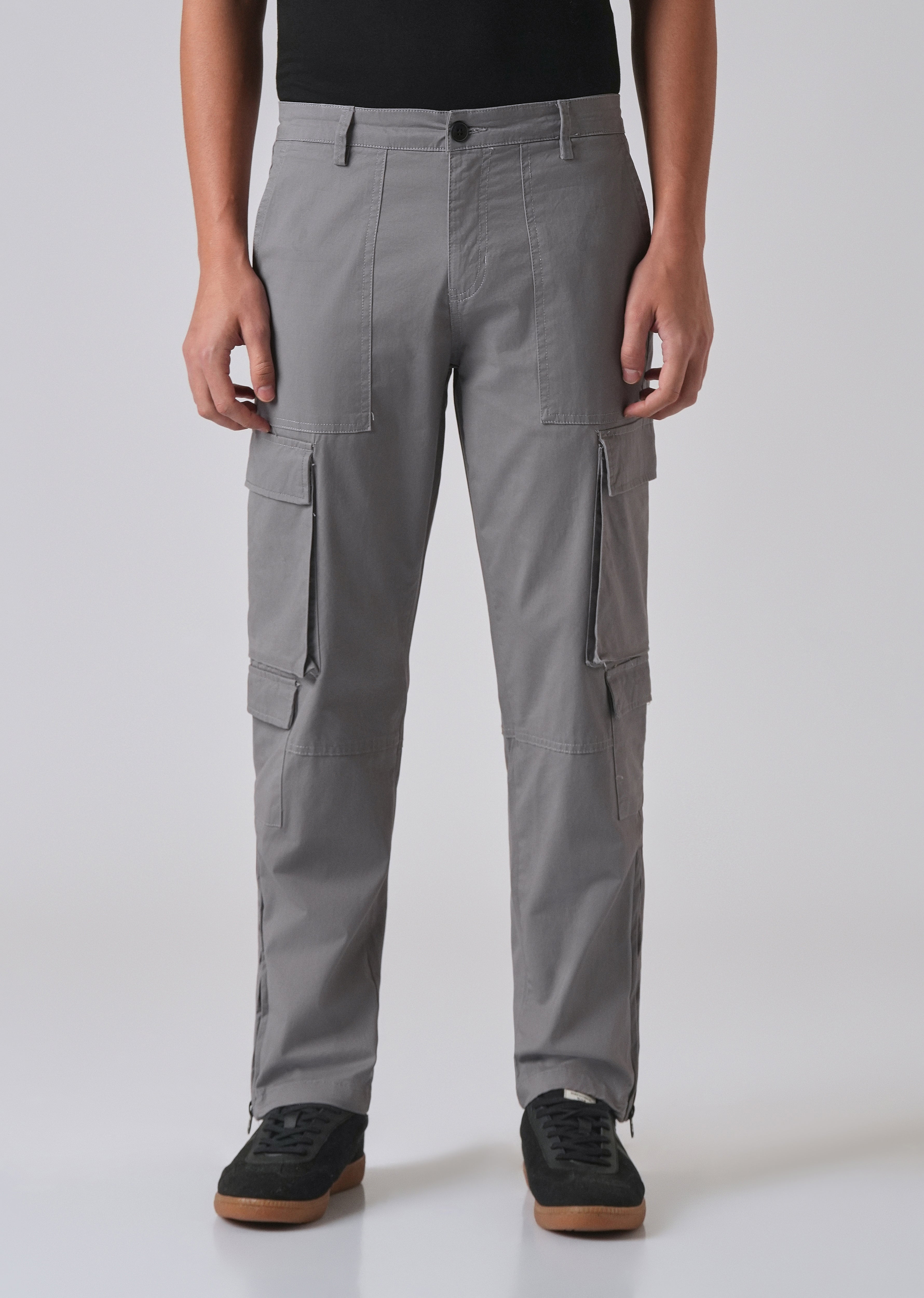 Artic Grey Zipper Cargo Pant