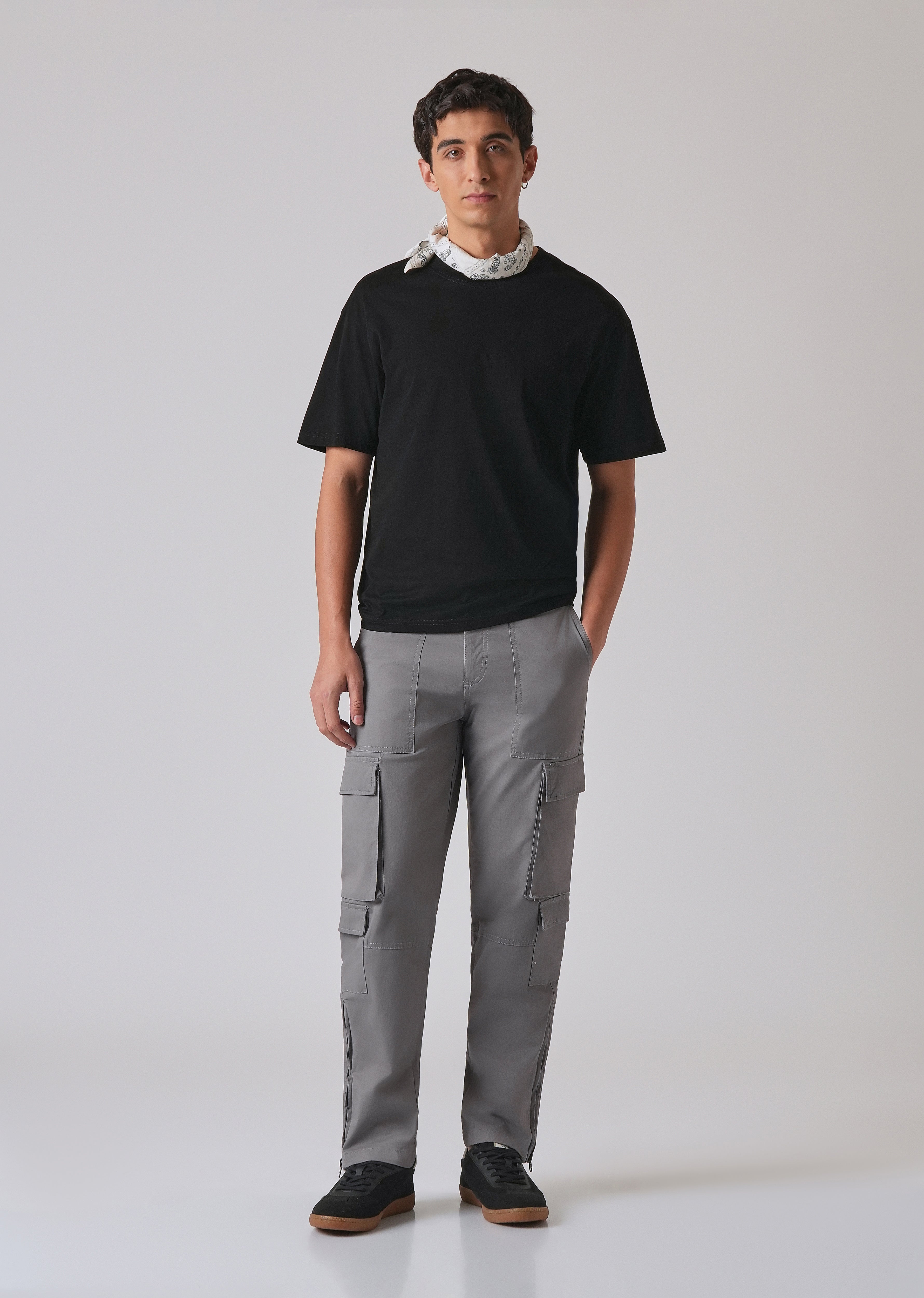 Artic Grey Zipper Cargo Pant