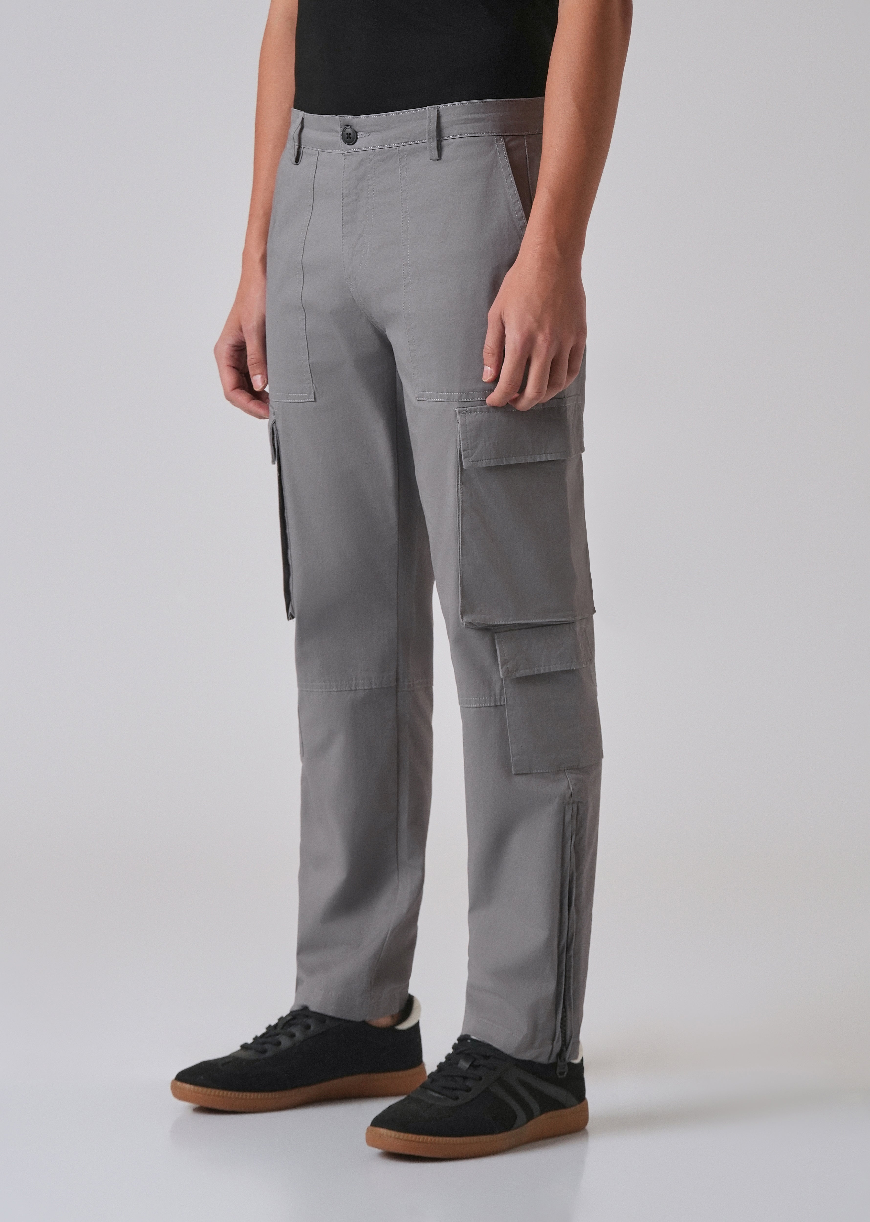 Artic Grey Zipper Cargo Pant