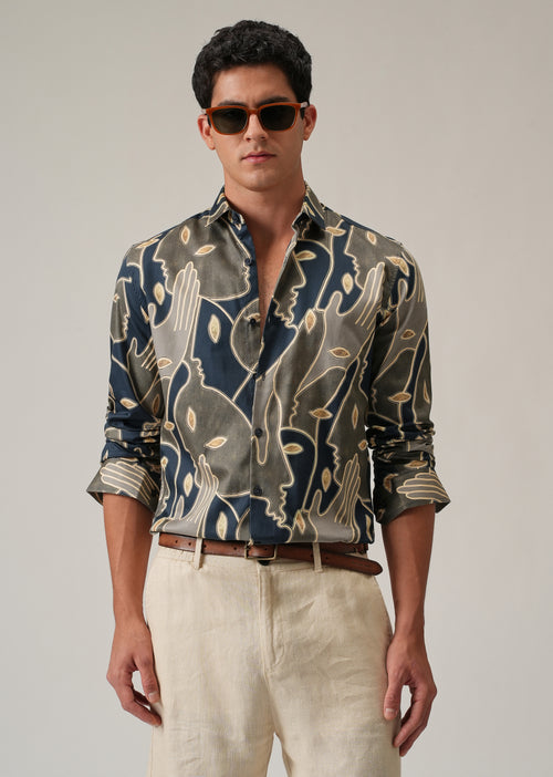 Artistic Faces Print Shirt