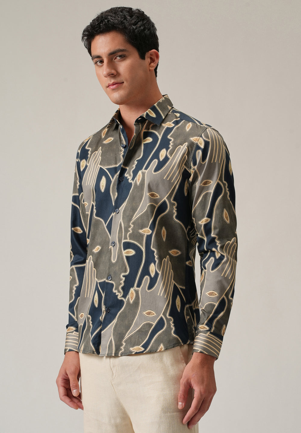 Artistic Faces Print Shirt