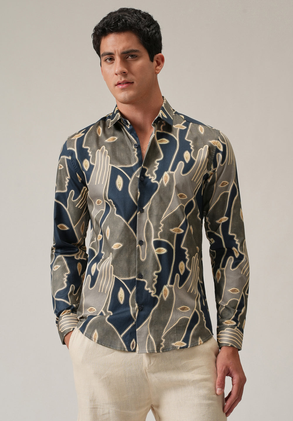 Artistic Faces Print Shirt