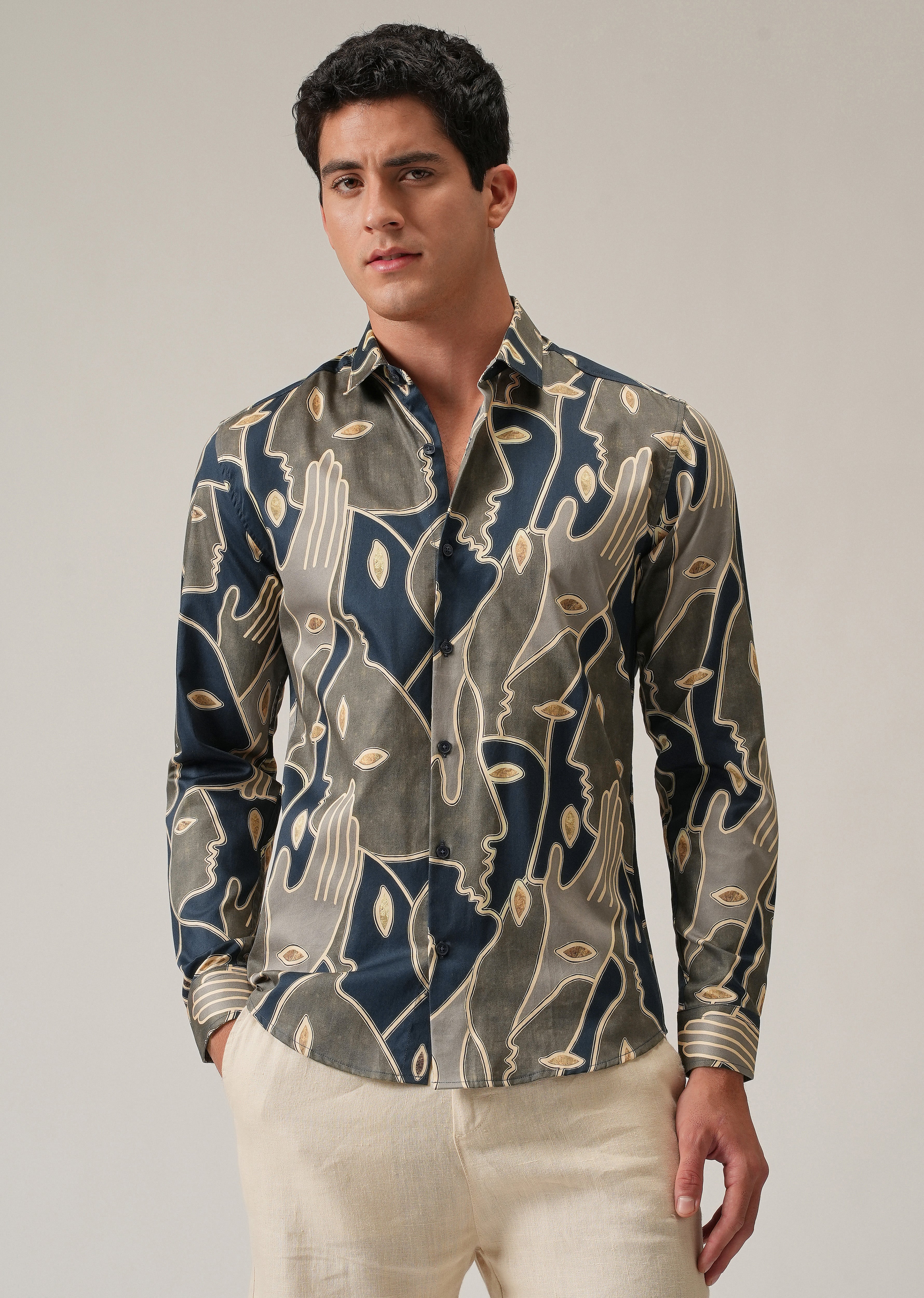 Artistic Faces Print Shirt