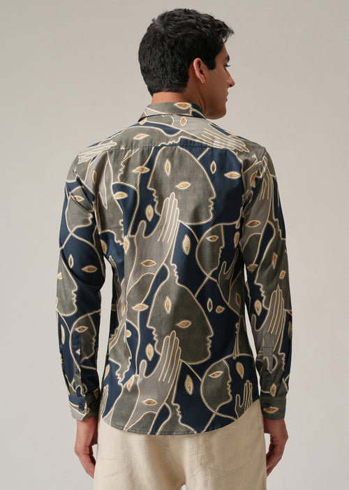 Artistic Faces Print Shirt