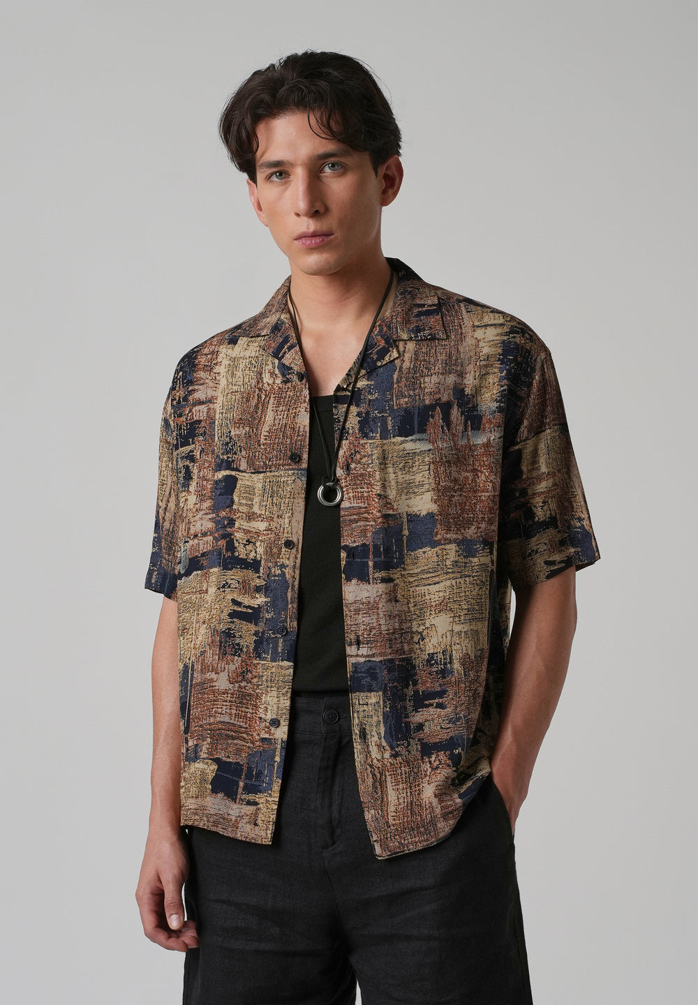 Artistic Pattern Oversized Feather Shirt