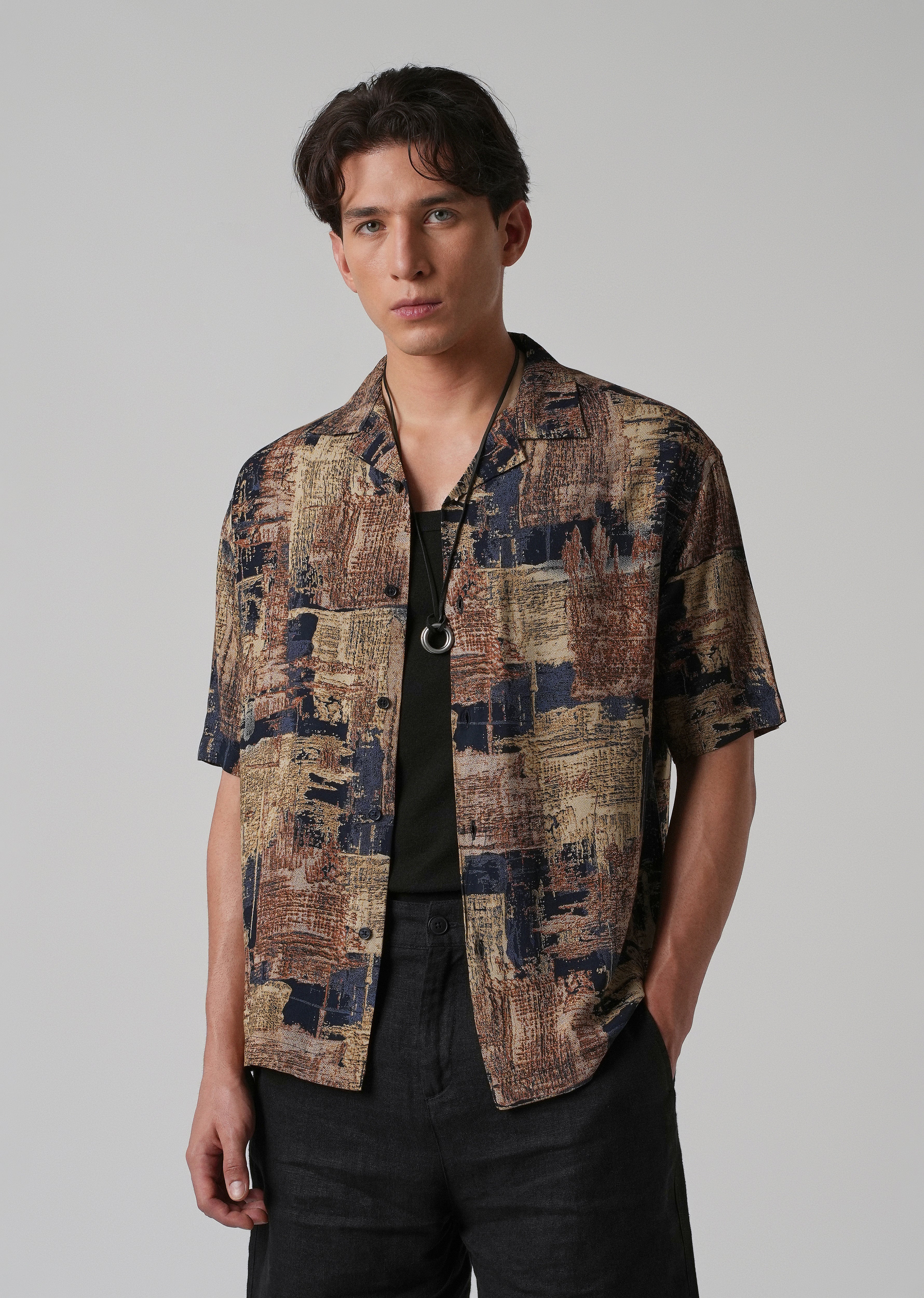 Artistic Pattern Oversized Feather Shirt