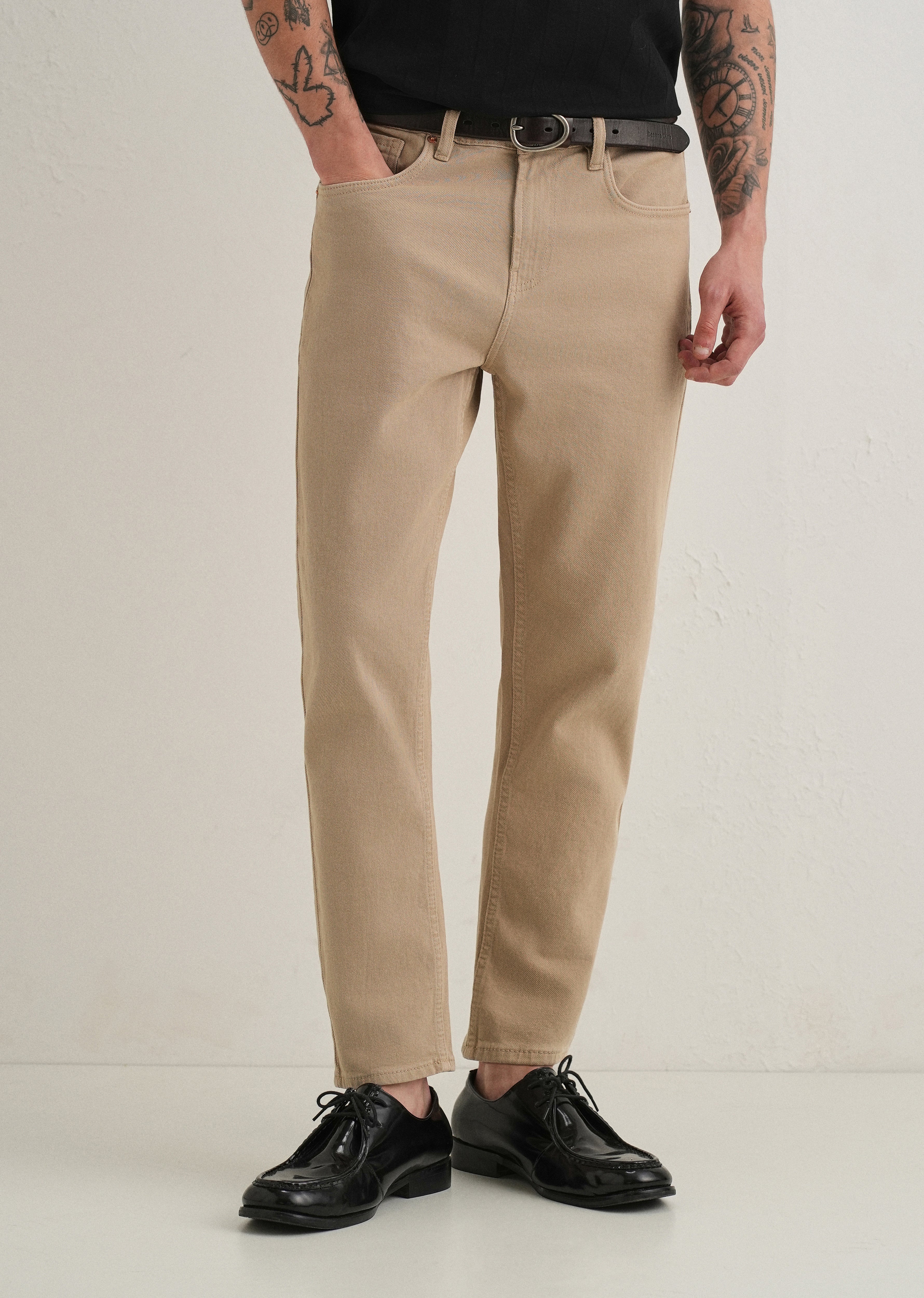 Ash Beige Carrot Fit Denim