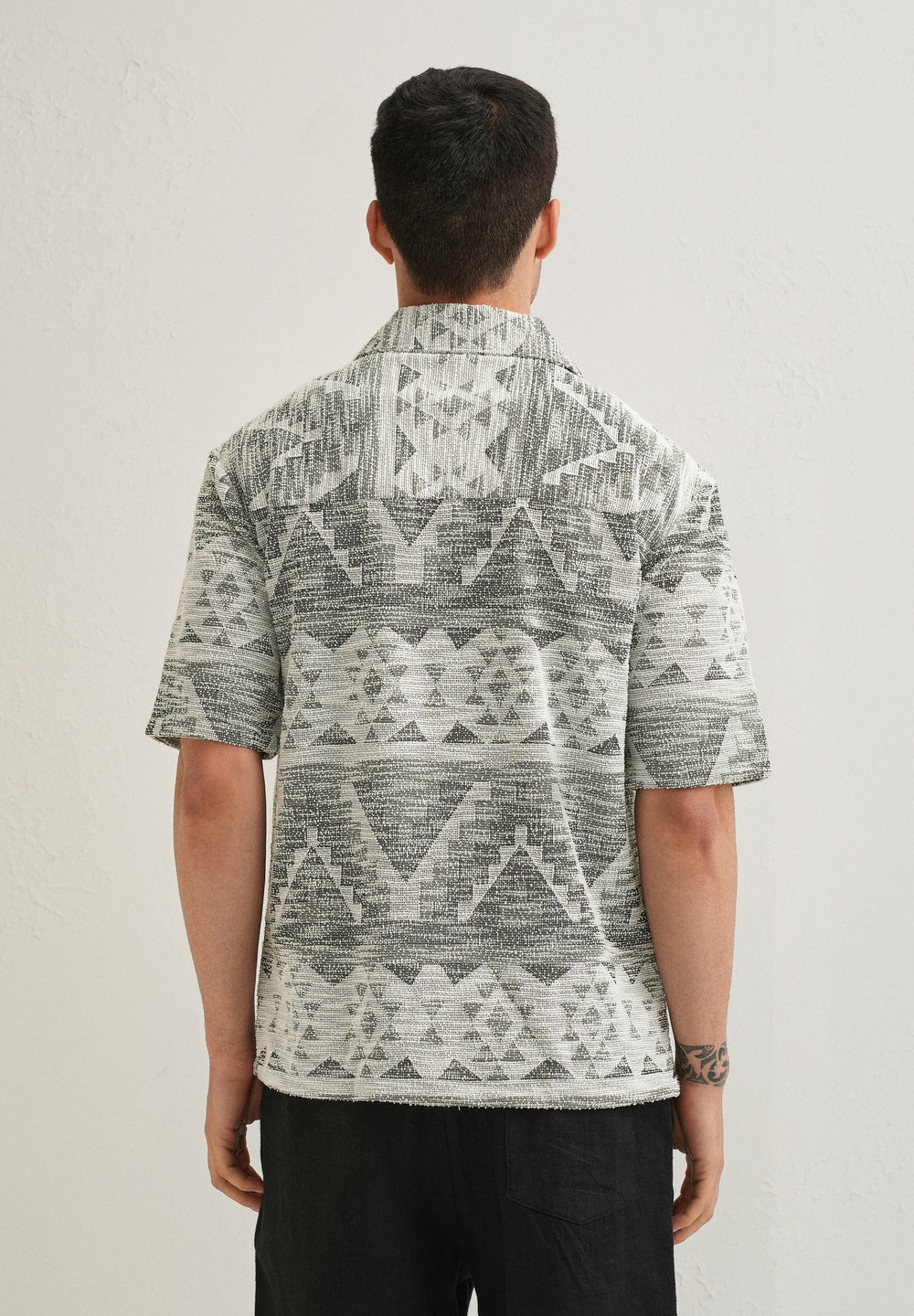 Ash Black Jacquard Knitted Shirt