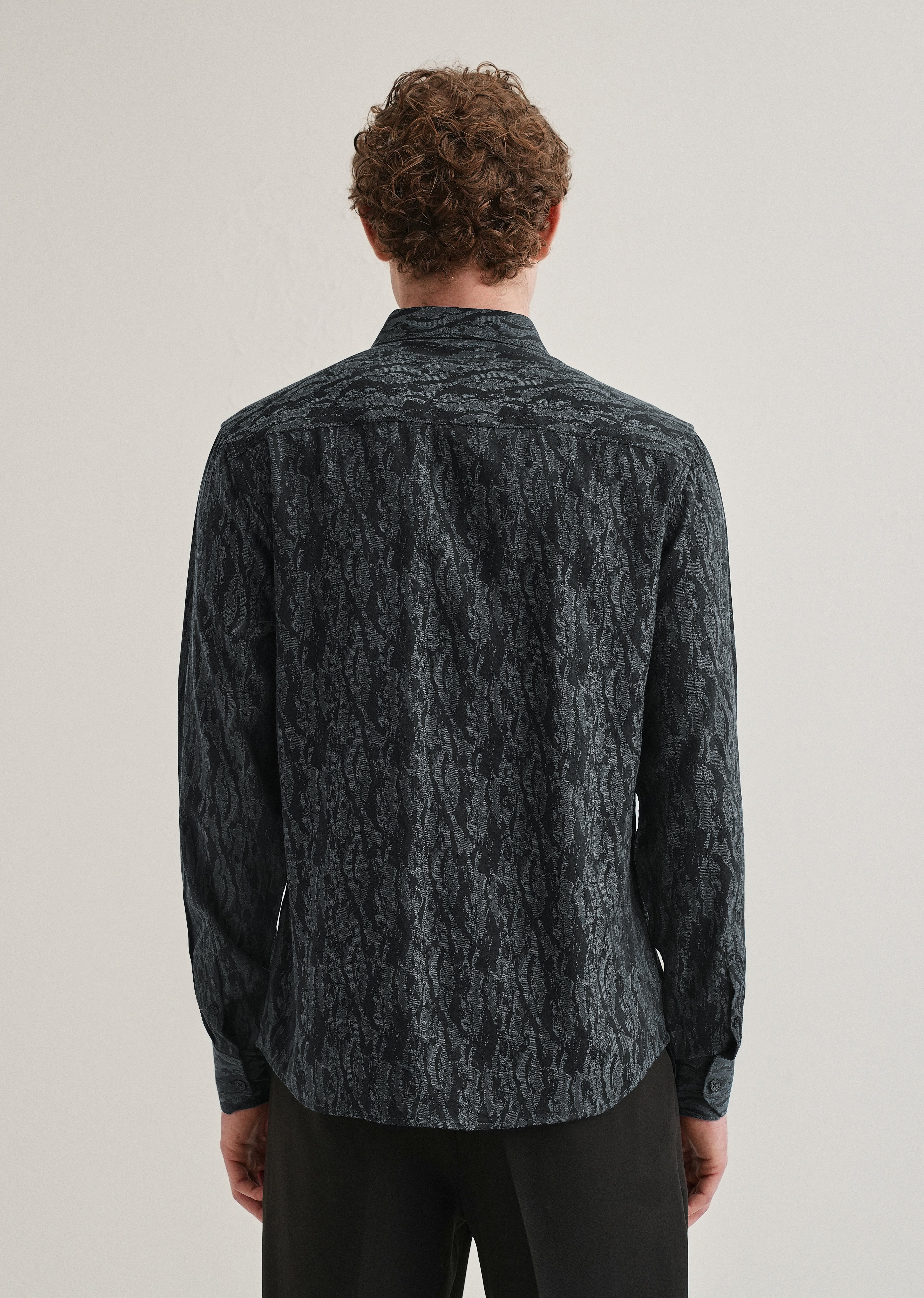 Ash Blue Abstract Jacquard Shirt