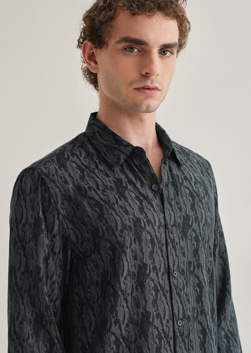 Ash Blue Abstract Jacquard Shirt